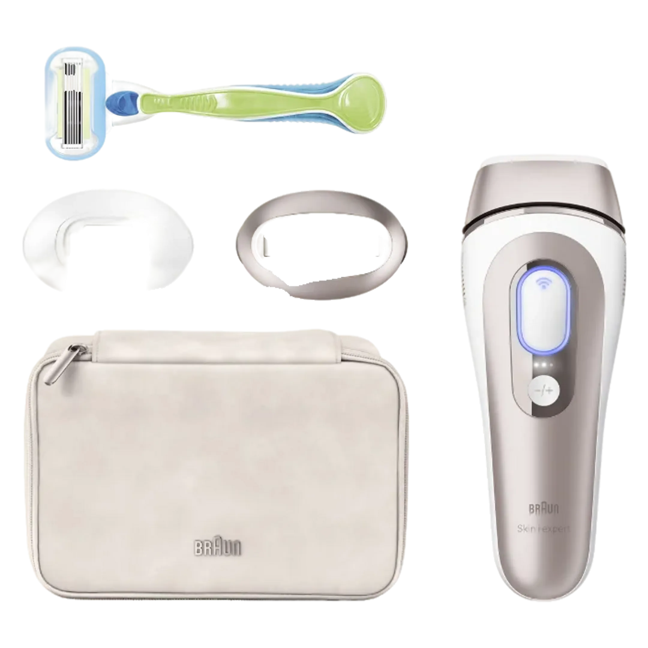Smart IPL Skin i·expert, Ontharing thuis, Etui, Venus-scheermesje, 2 Koppen, PL7147