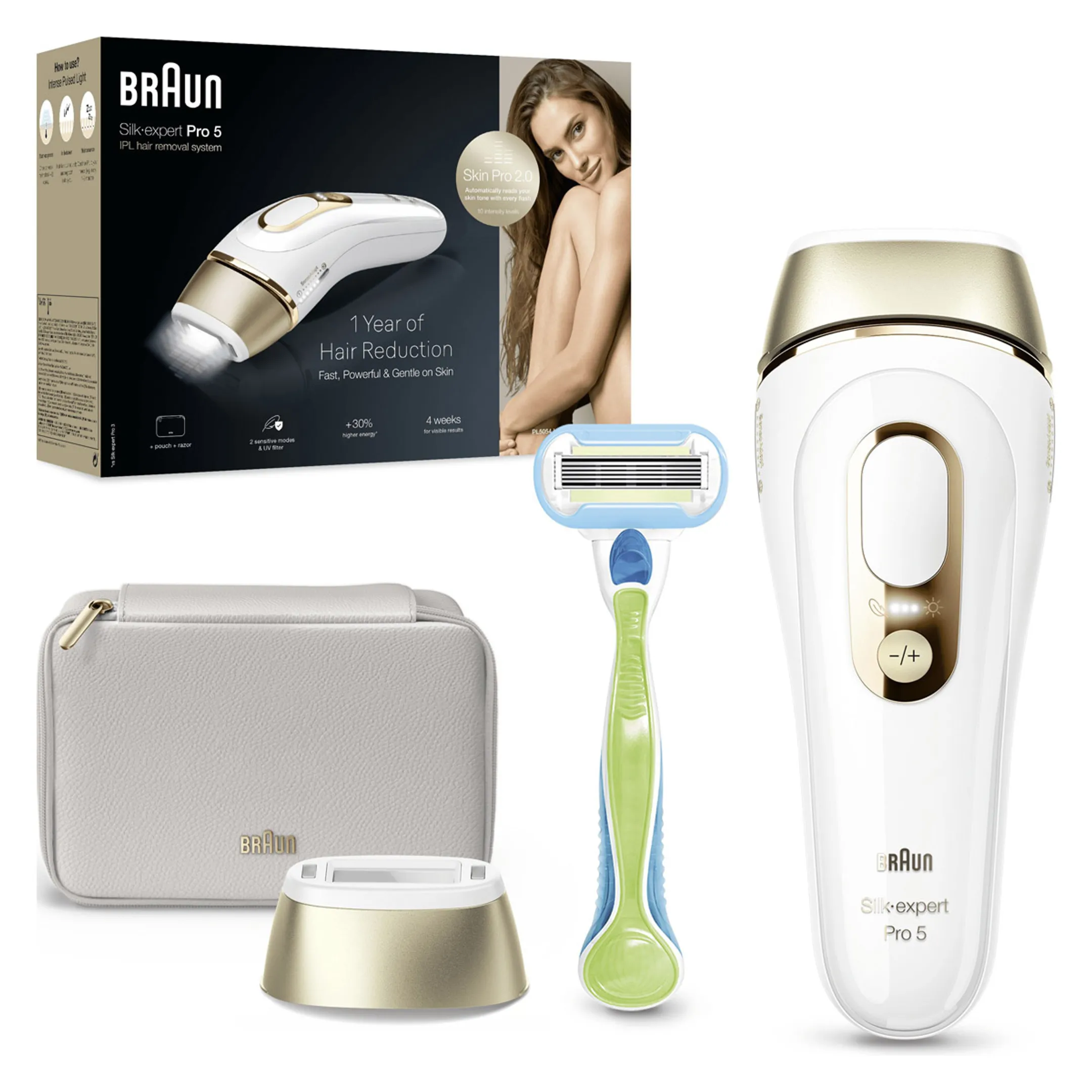 Braun IPL Silk-expert Pro 5, ontharing voor thuis, Etui, Gillette-scheermesje, 1 kop, PL5052 image