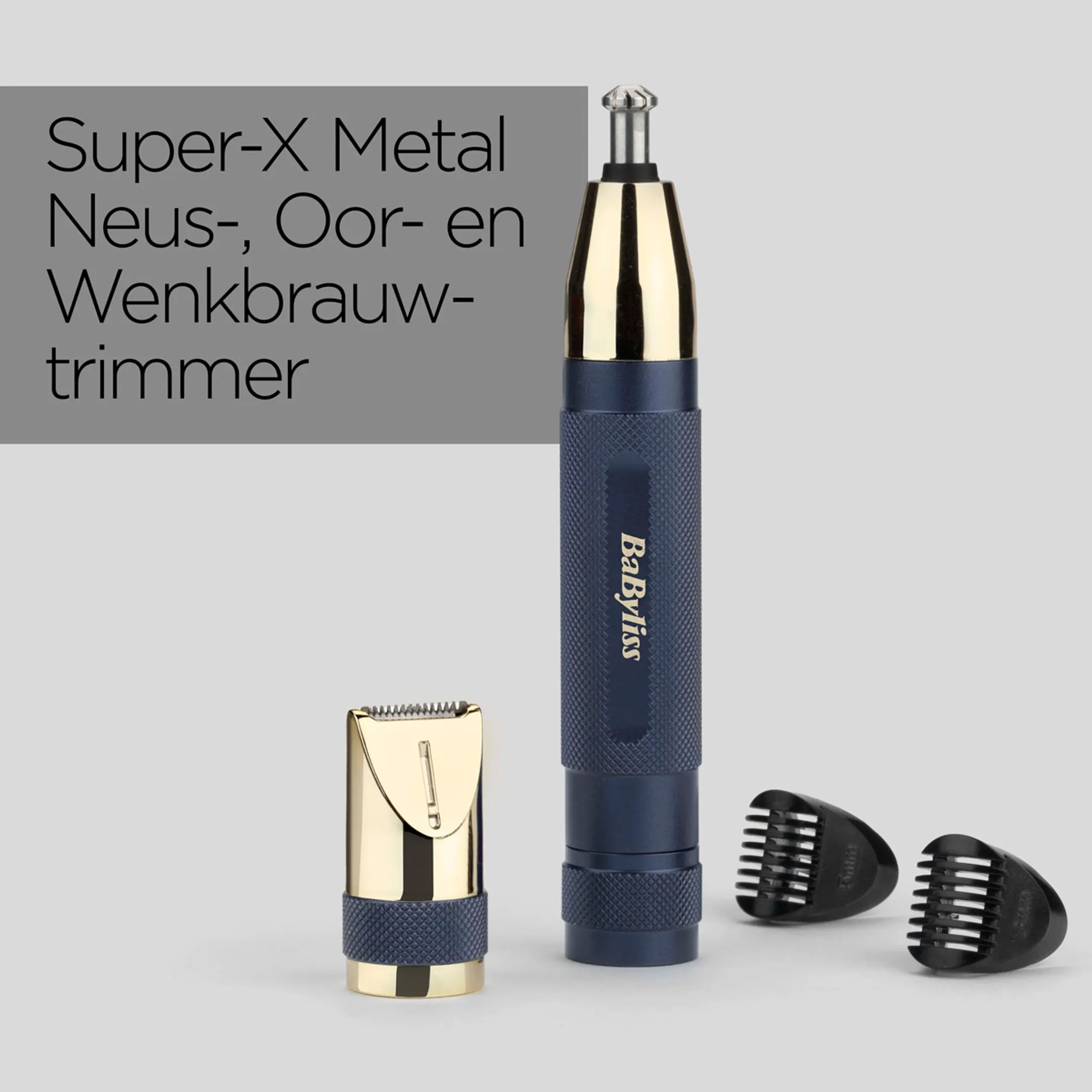 Babyliss Neus-, oor- en wenkbrauwtrimmer Super-X Metal Series Gold&Navy Edition E112 image