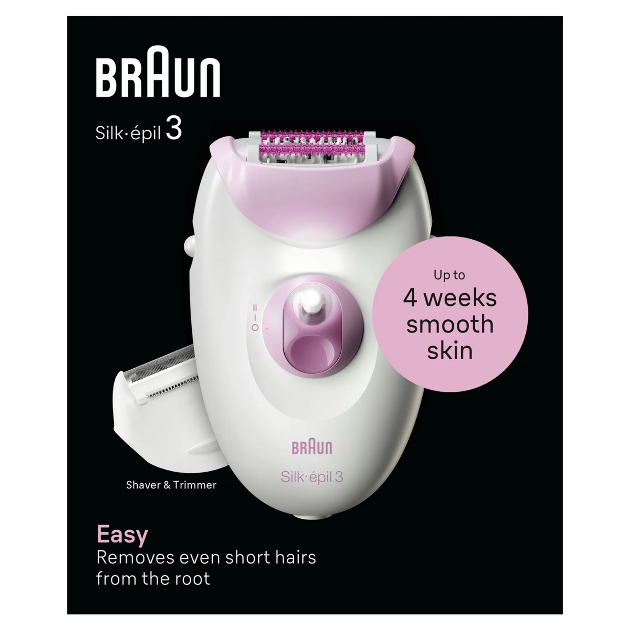 Braun Silk-épil 3, Épilateur Filaire, Épilation Pour Des Semaines De Peau Douce, 3-031, Rose image