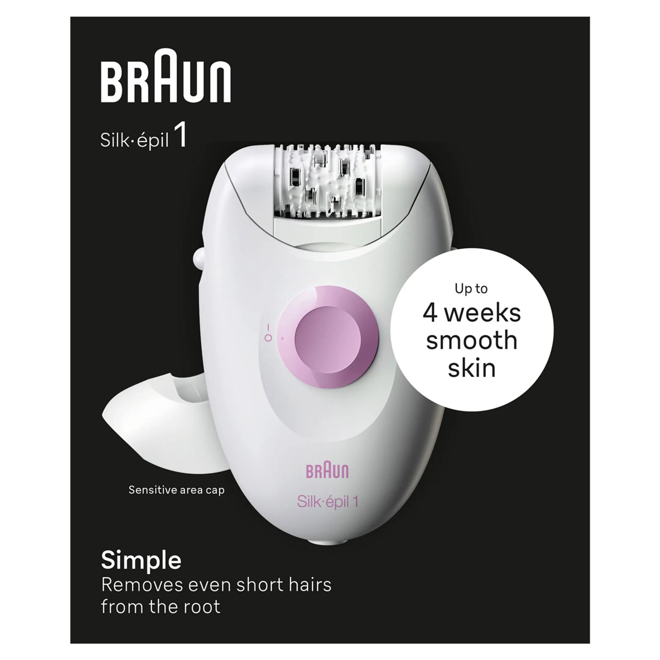 Braun Silk•épil 1, Épilateur Filaire Pour Épilation, Des Semaines De Peau Douce, 1-010, Blanc/Rose image