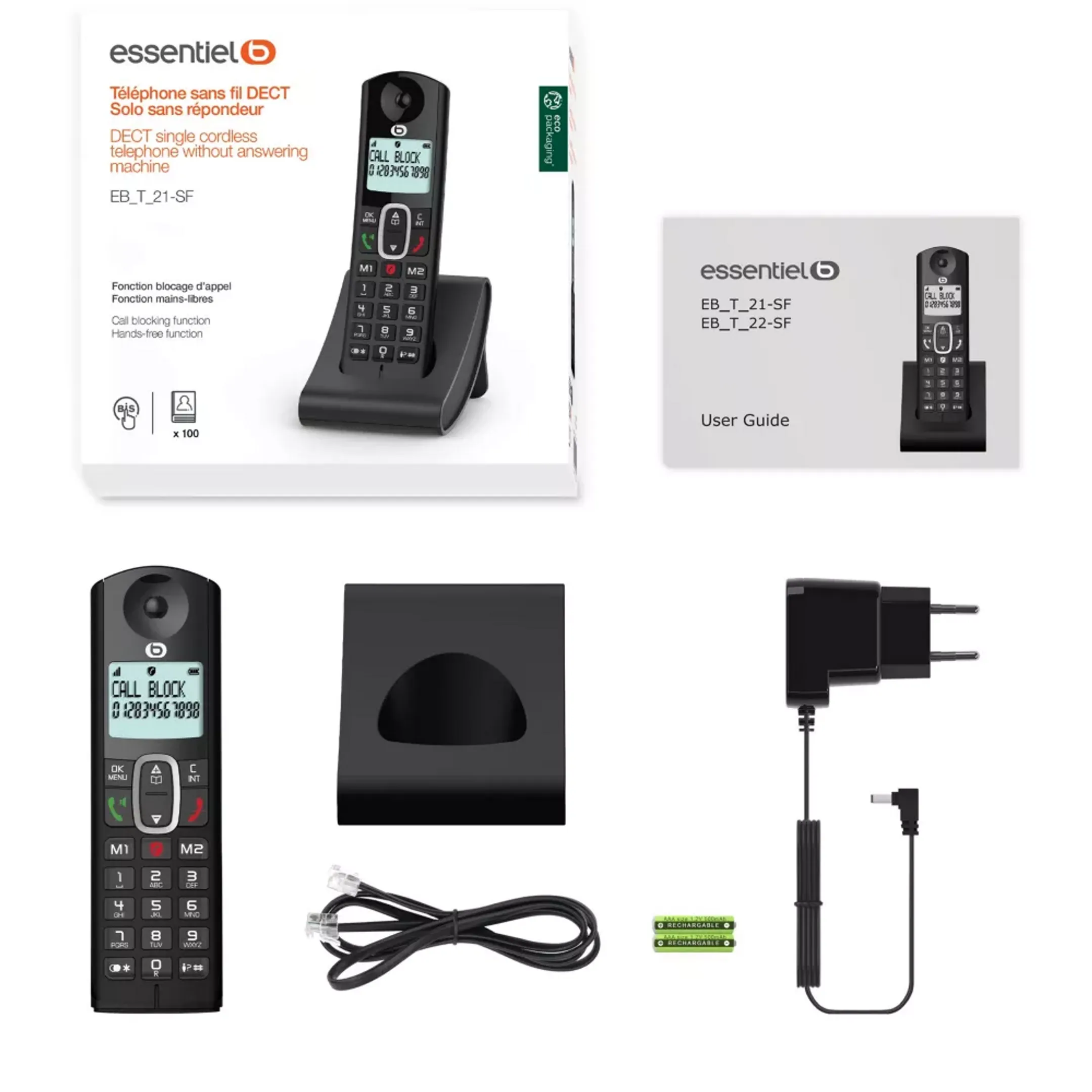 Essentiel-B Téléphone sans fil Tribu solo V3 - Noir image