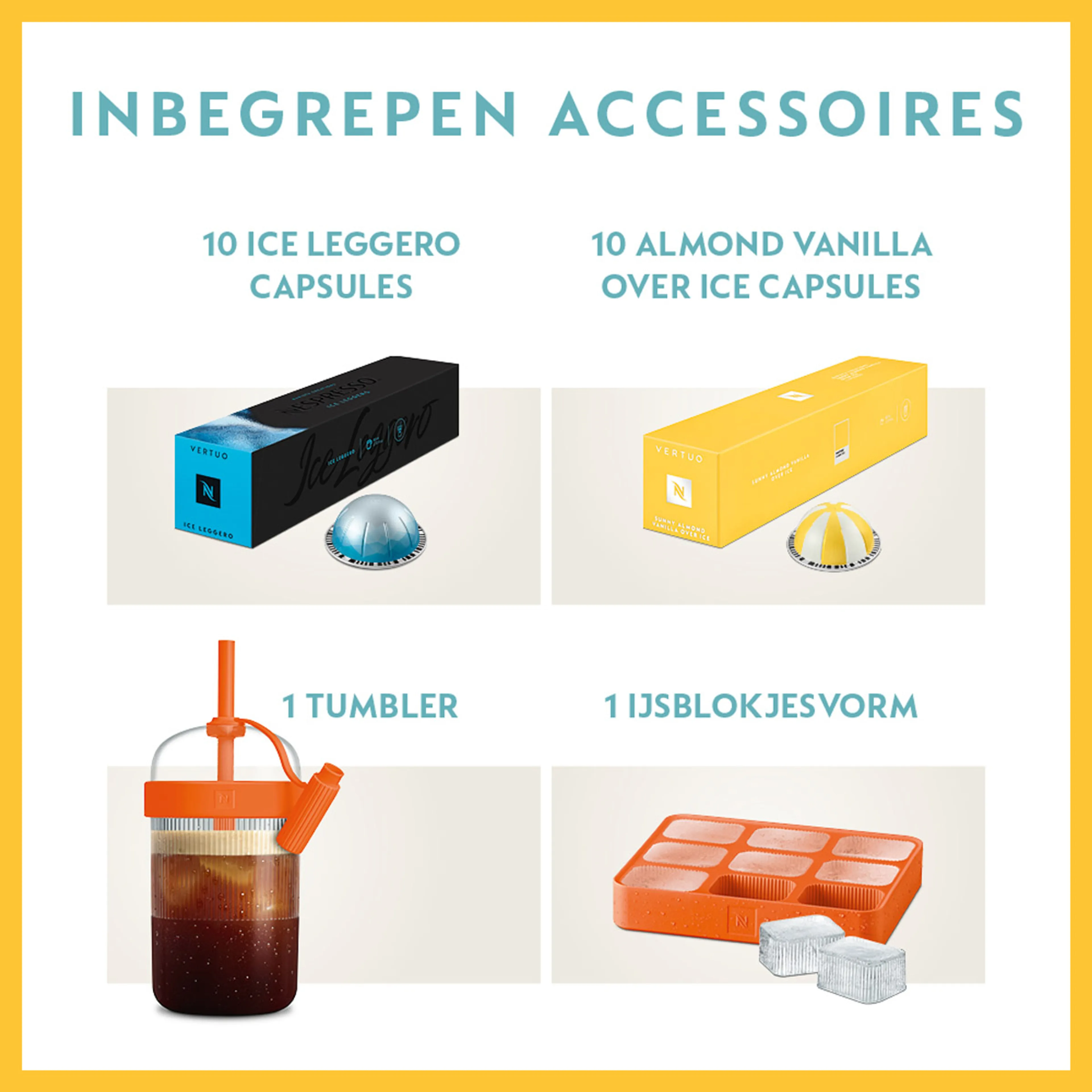 Krups Koffiemachine Nespresso Vertuo Pop Coconut White + 20 capsules + Tumbler + Ijsblokjesvorm image