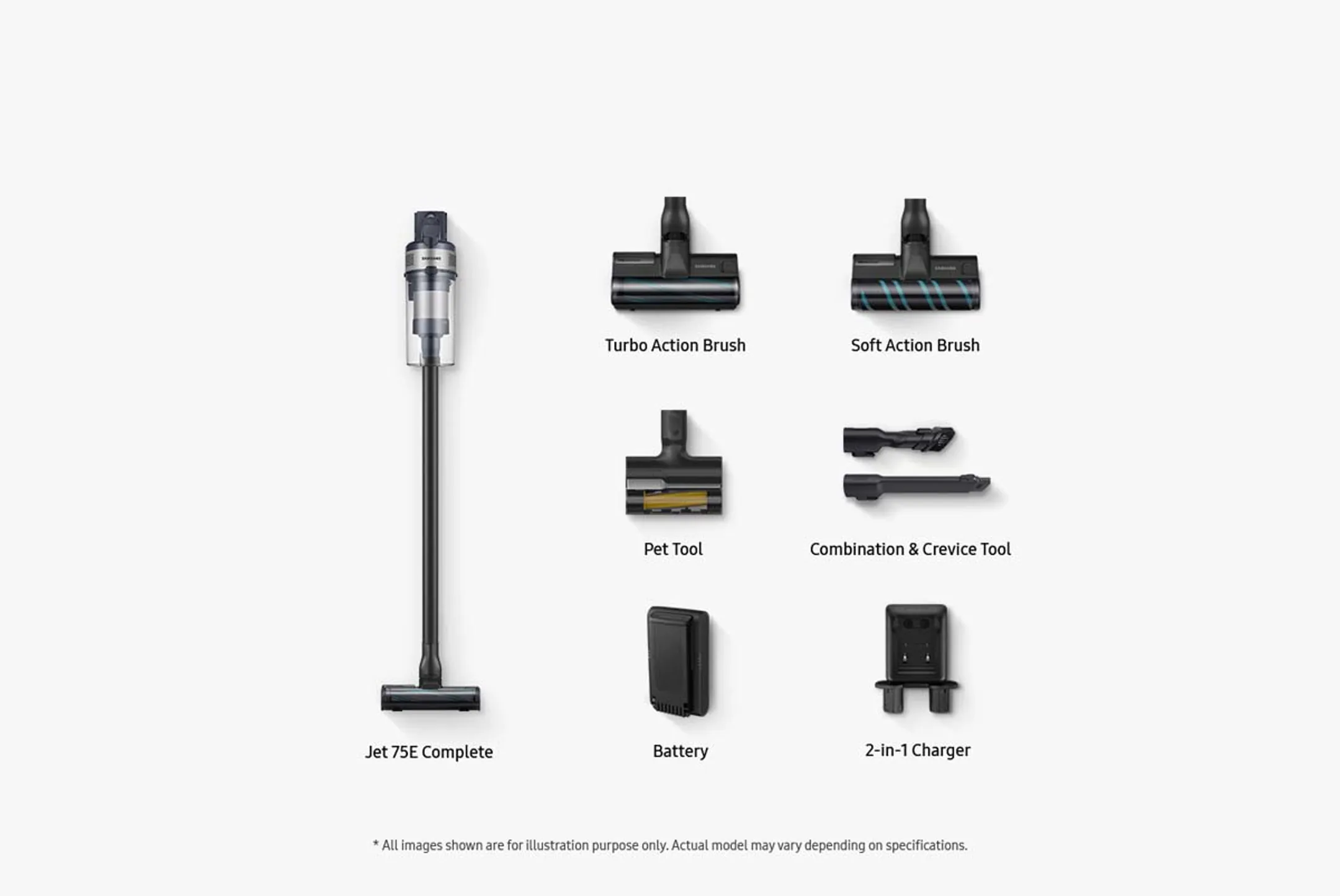Samsung Steelstofzuiger Jet75E Complete VS20B75ACR5/WA image