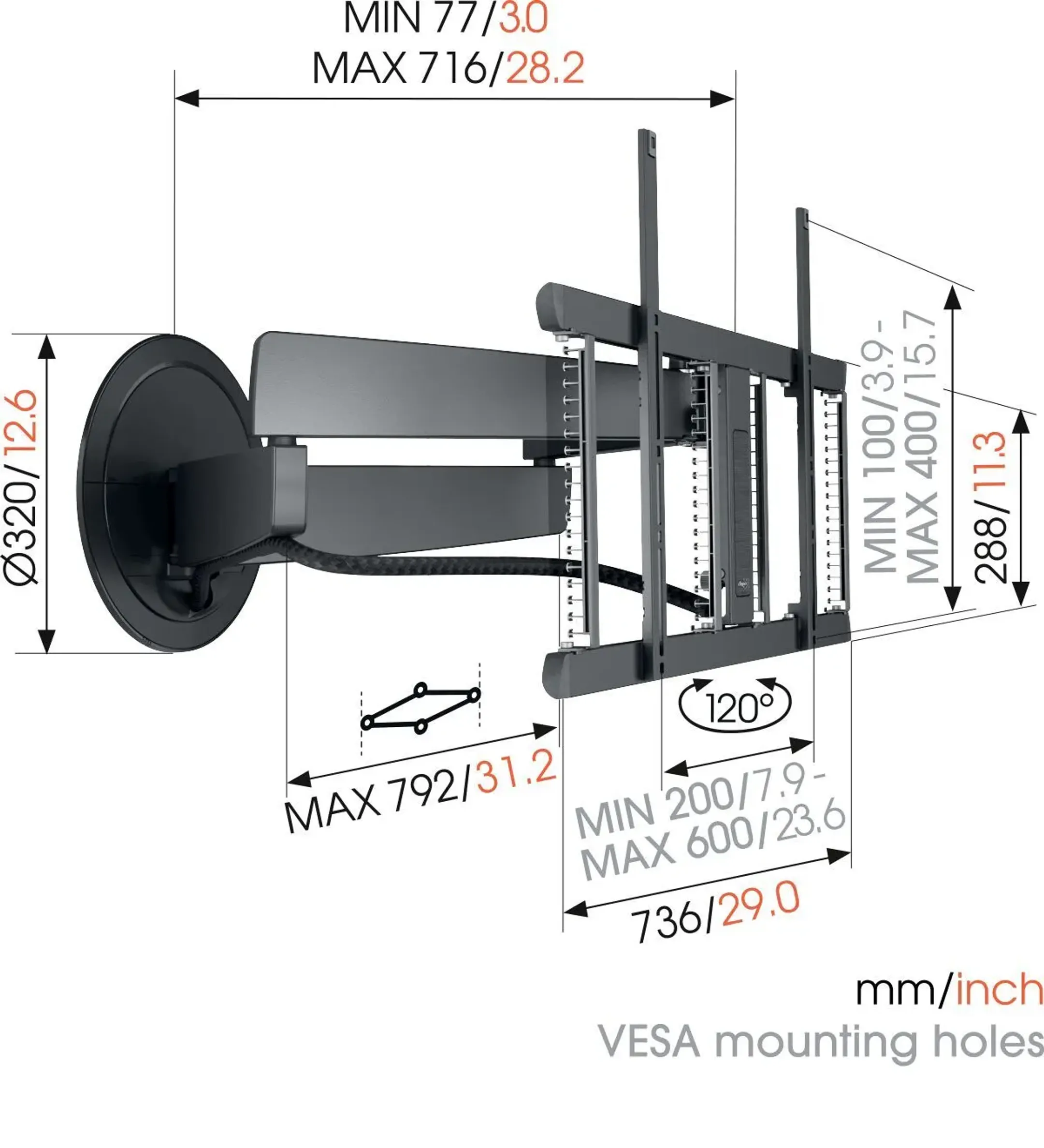 Vogels Support TV TVM 7655 40-77 pouces - Mur image