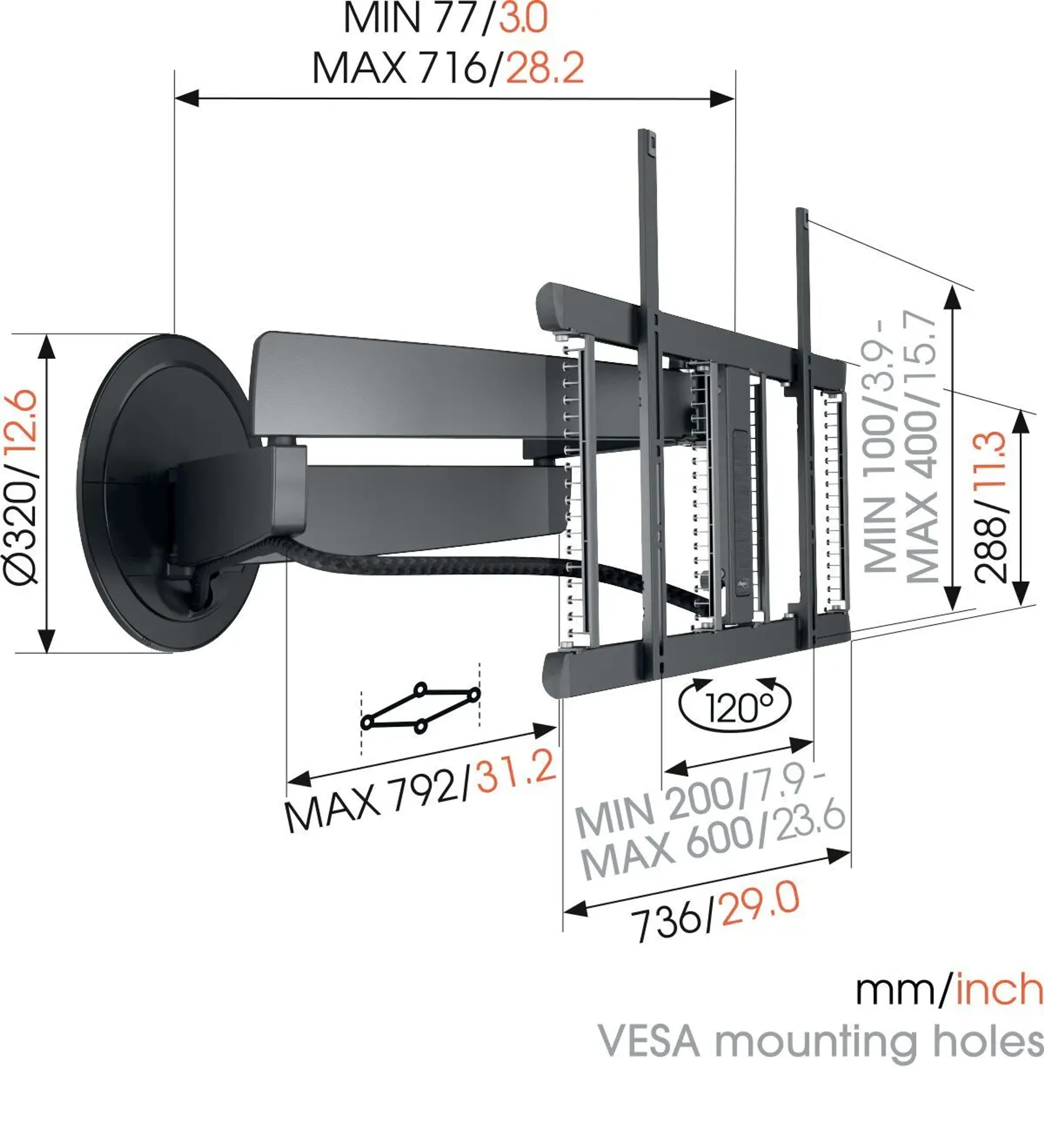 Vogels Support TV TVM 7675 40-77 pouces - Mur image