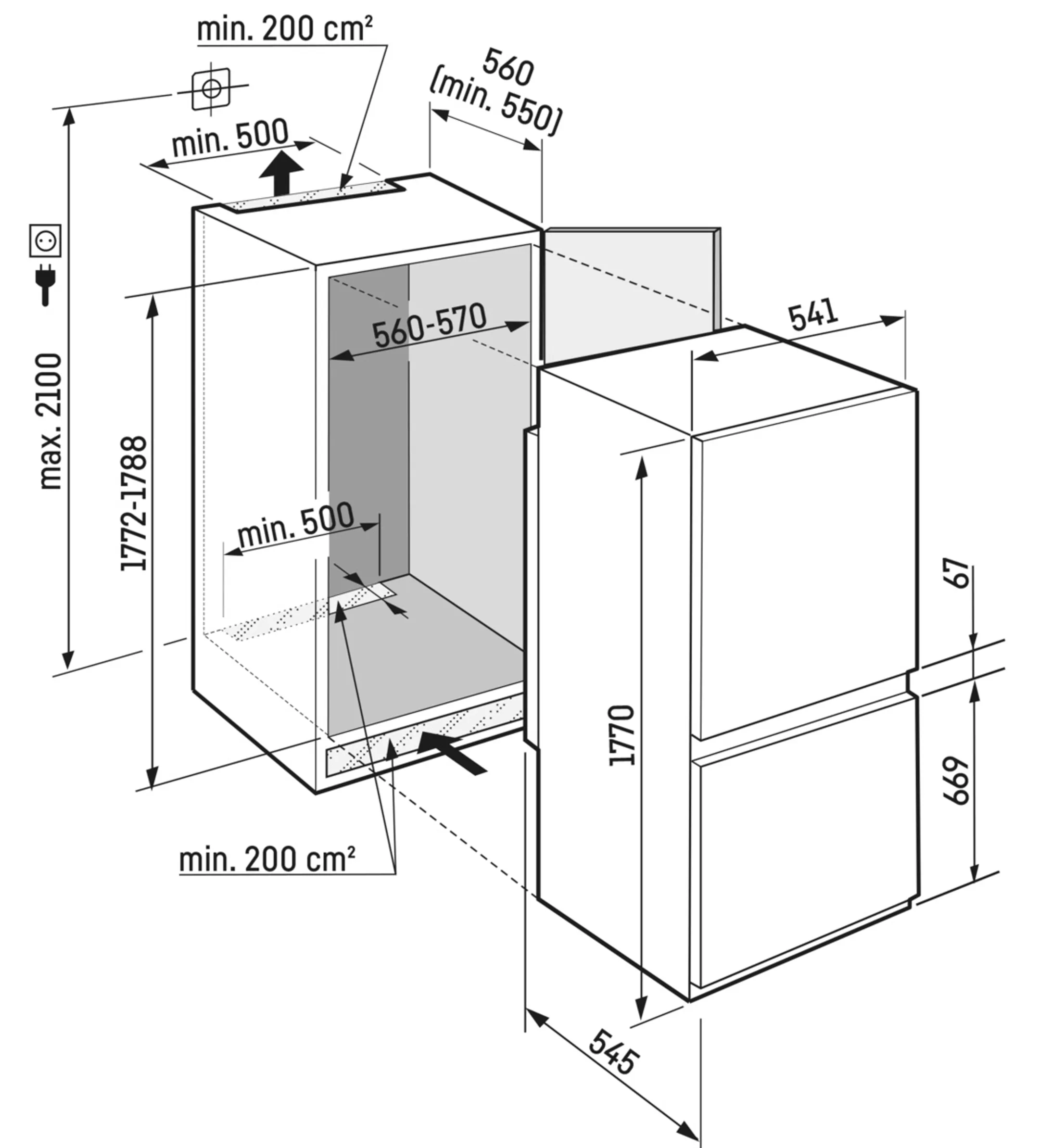 Liebherr Inbouw koelkast met diepvries ICc 5123 Plus image