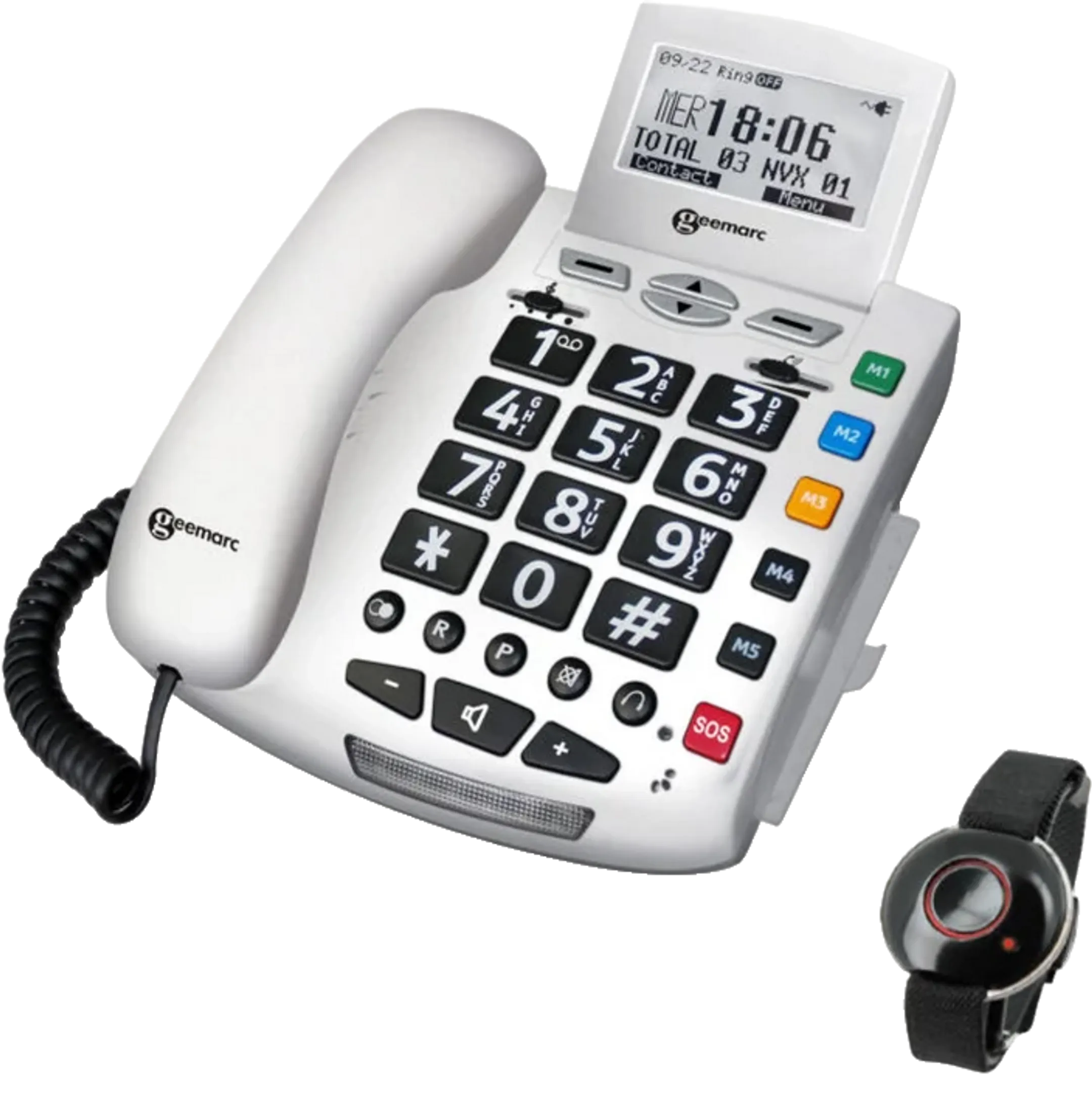 Bekabelde telefoon met SOS-armband