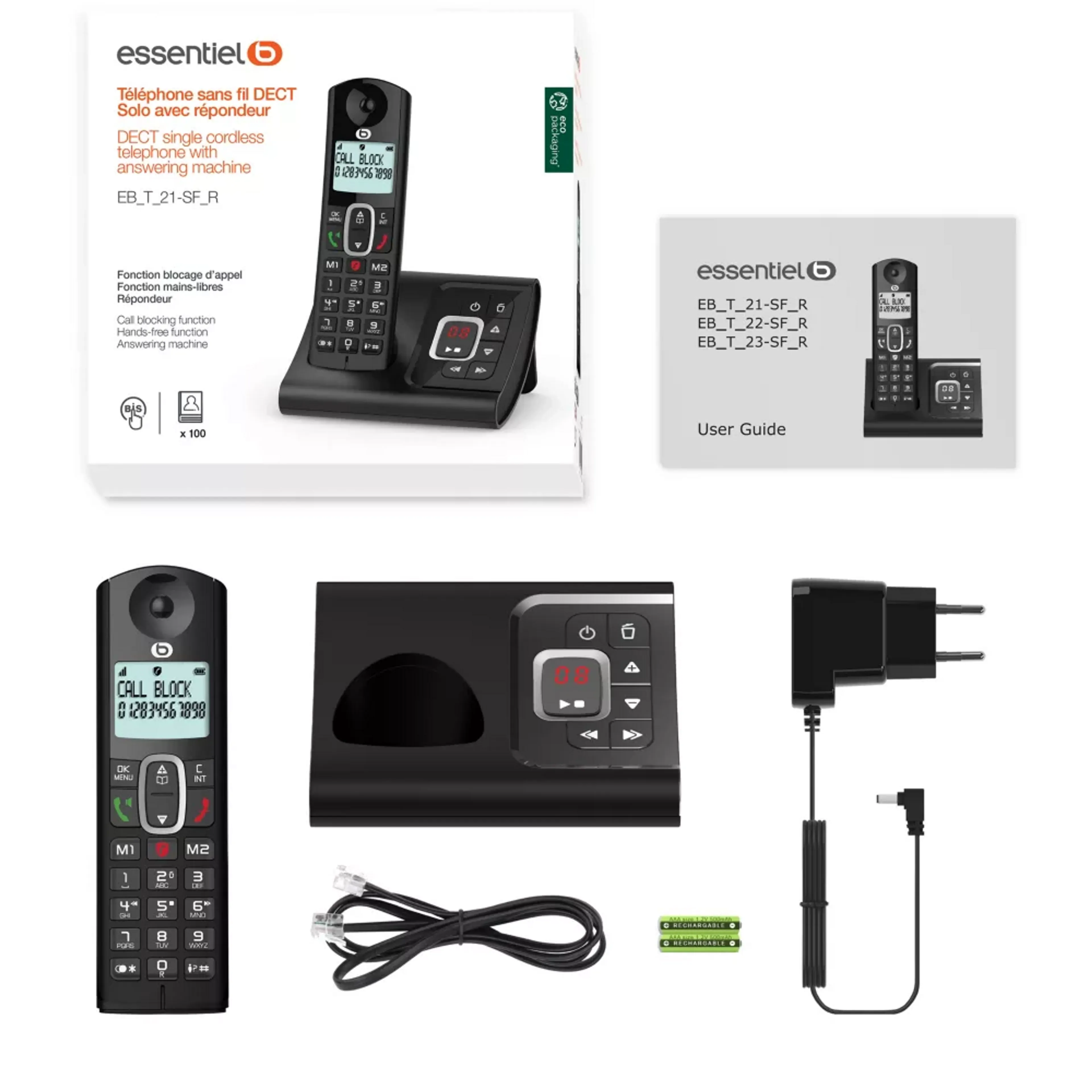 Essentiel-B Téléphone sans fil Tribu solo-R V3 - Noir image