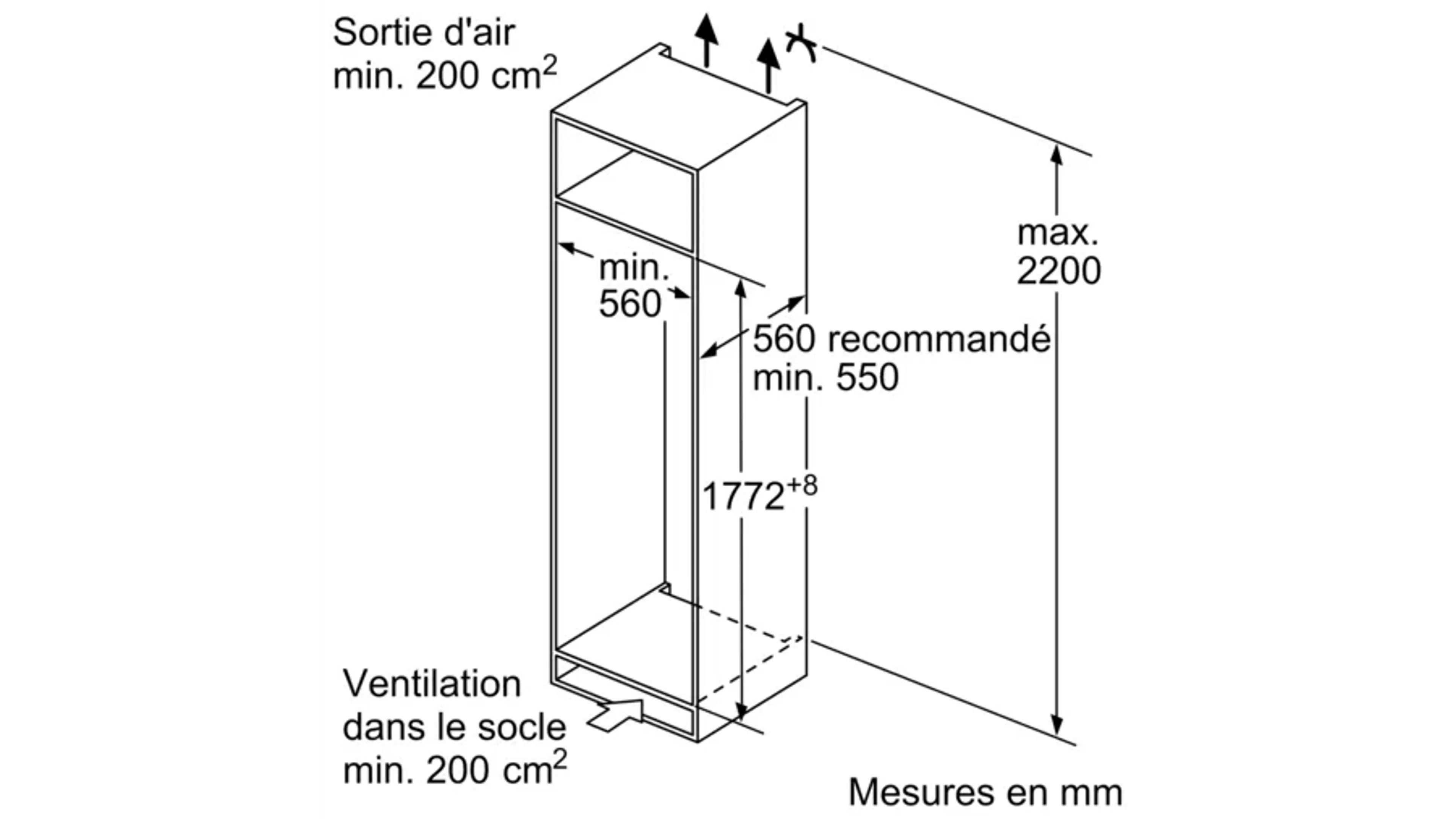 Bosch Combi frigo congélateur encastrable KIL82VFE0 image