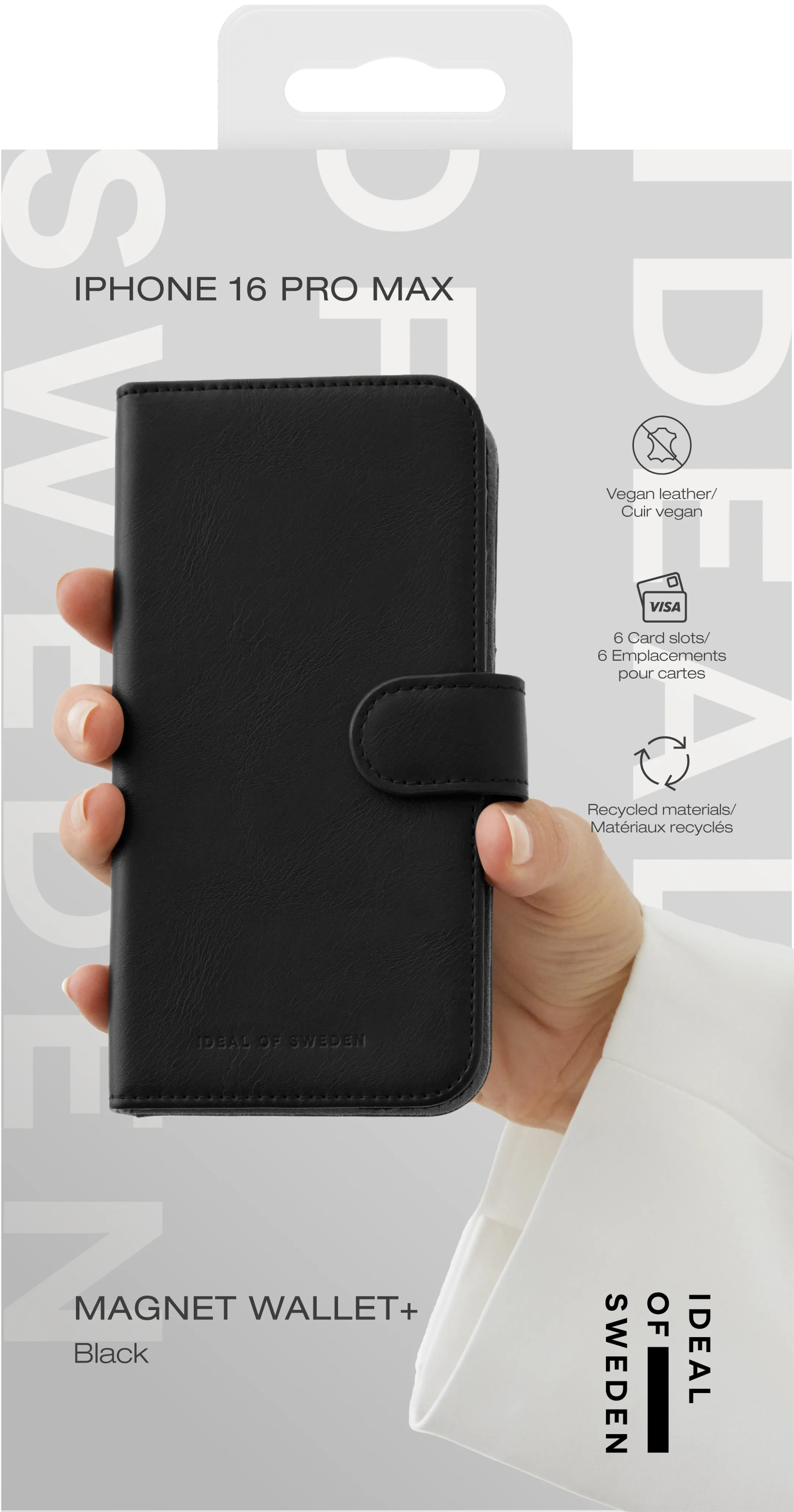 Magnet Wallet pour iPhone 16 Pro Max - Noir