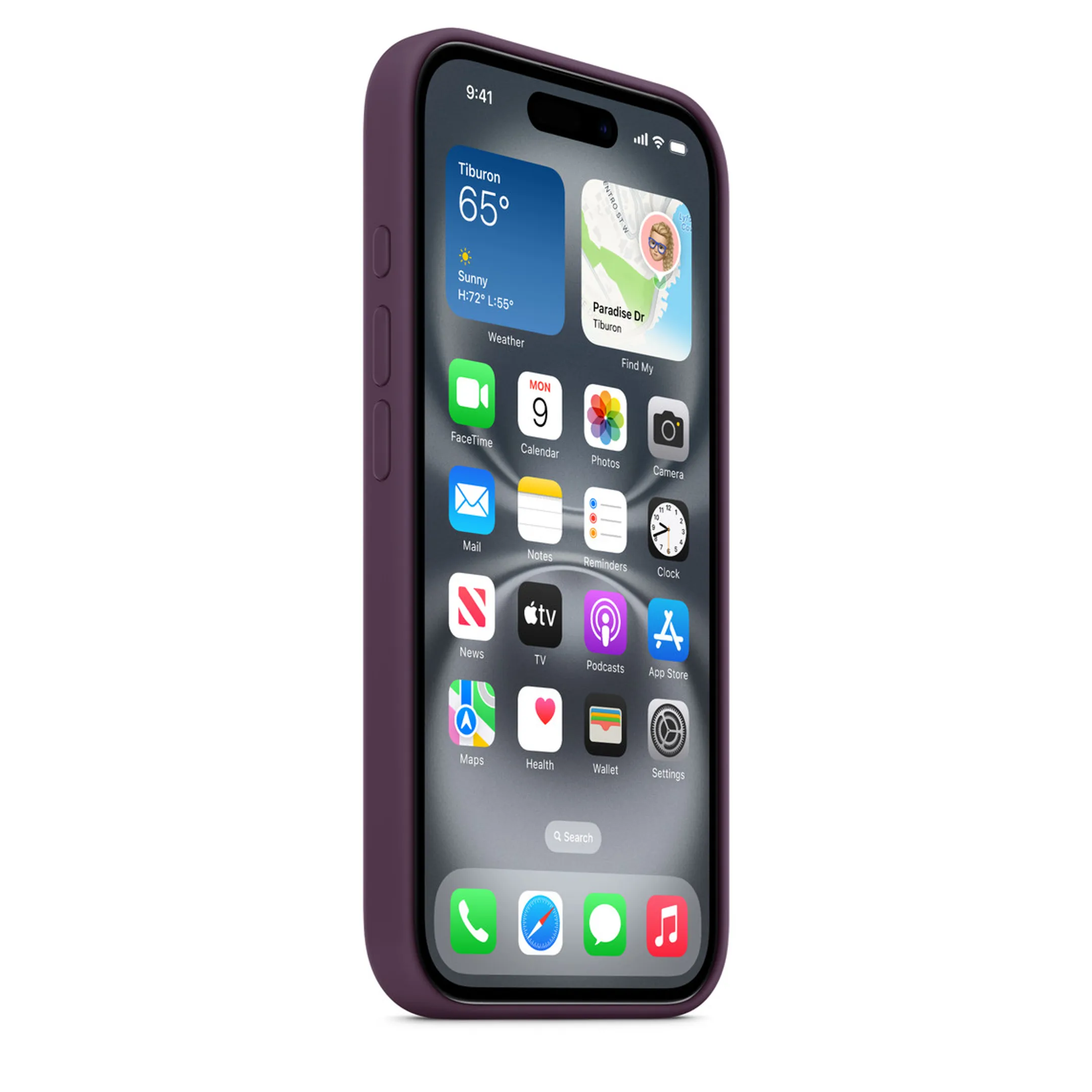 Apple Silicone cover met MagSafe voor iPhone 16 - Plum image