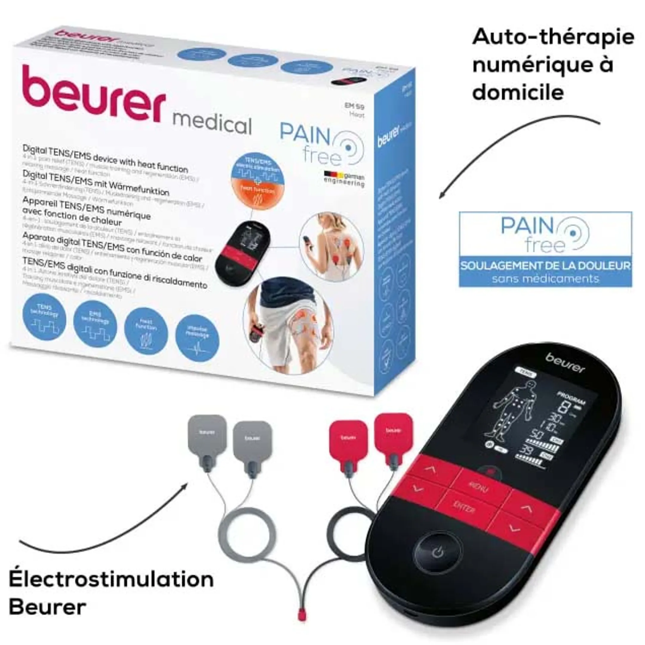 Beurer Electrostimulateur TENS/EMS numérique avec fonction de chaleur EM 59 Heat image