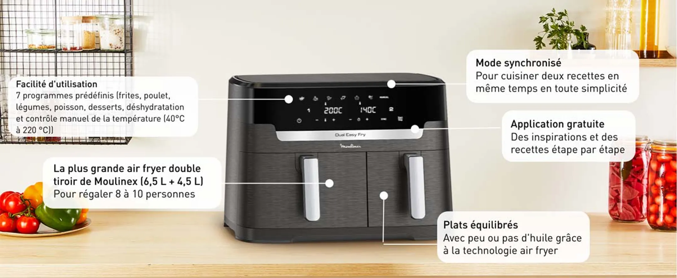 Moulinex Airfryer Dual Easy Fry XXL EZ942HF0 image
