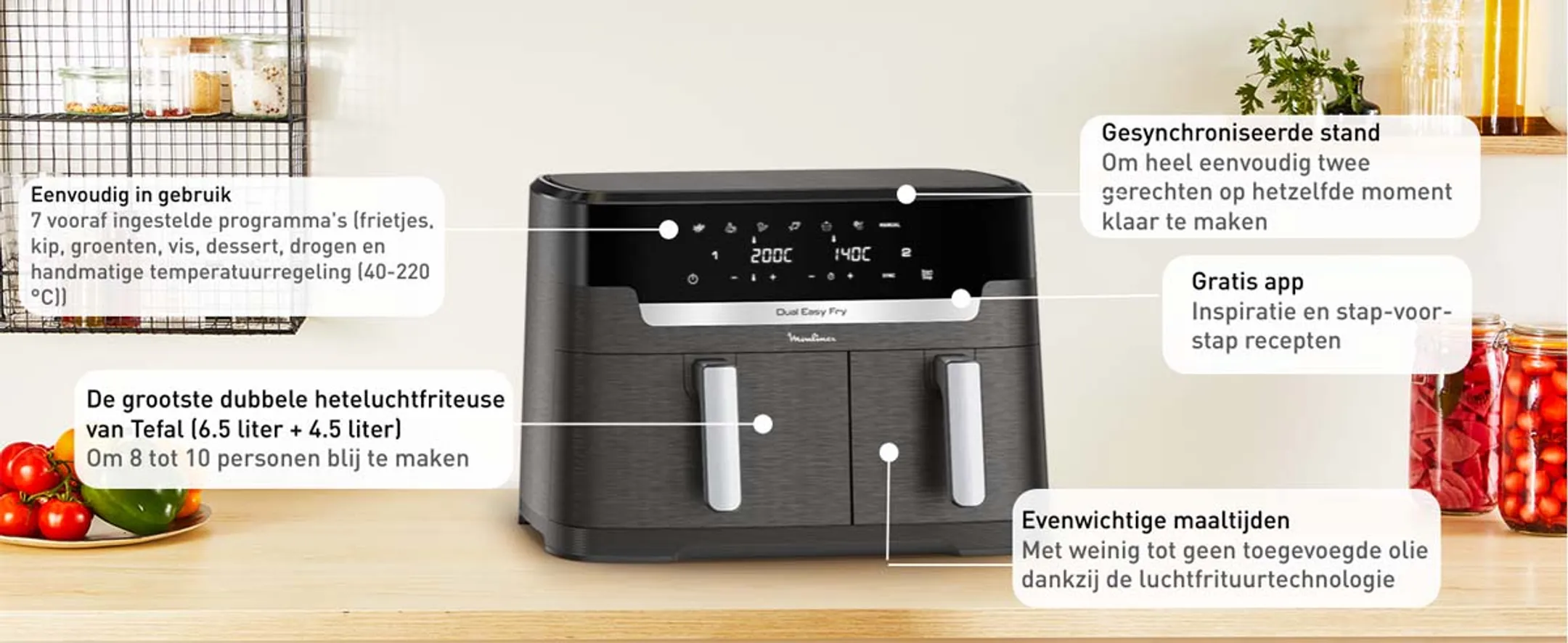 Moulinex Airfryer Dual Easy Fry XXL EZ942HF0 image