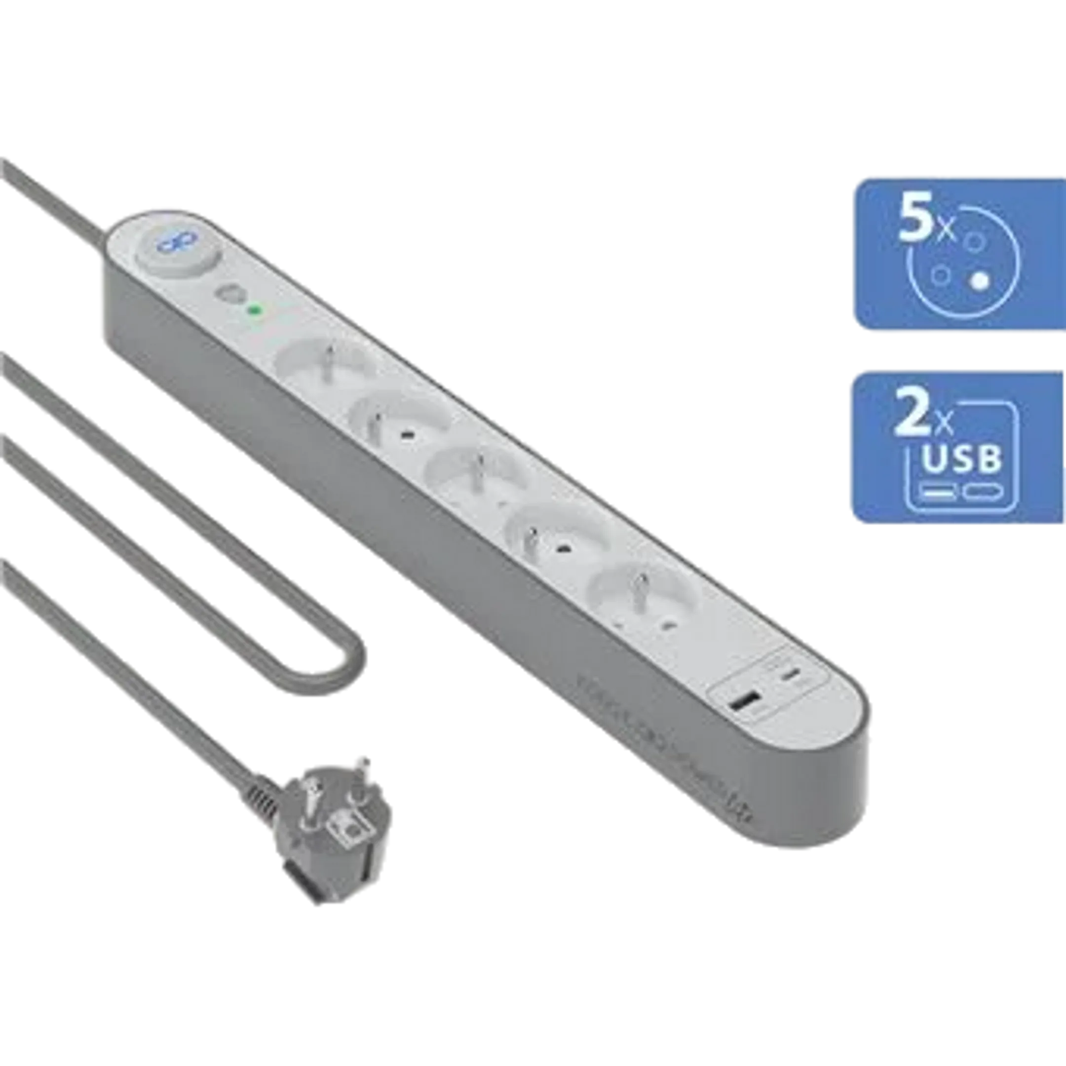 Force power Parasurtenseur 5 points avec USB A+C 1,5 m image