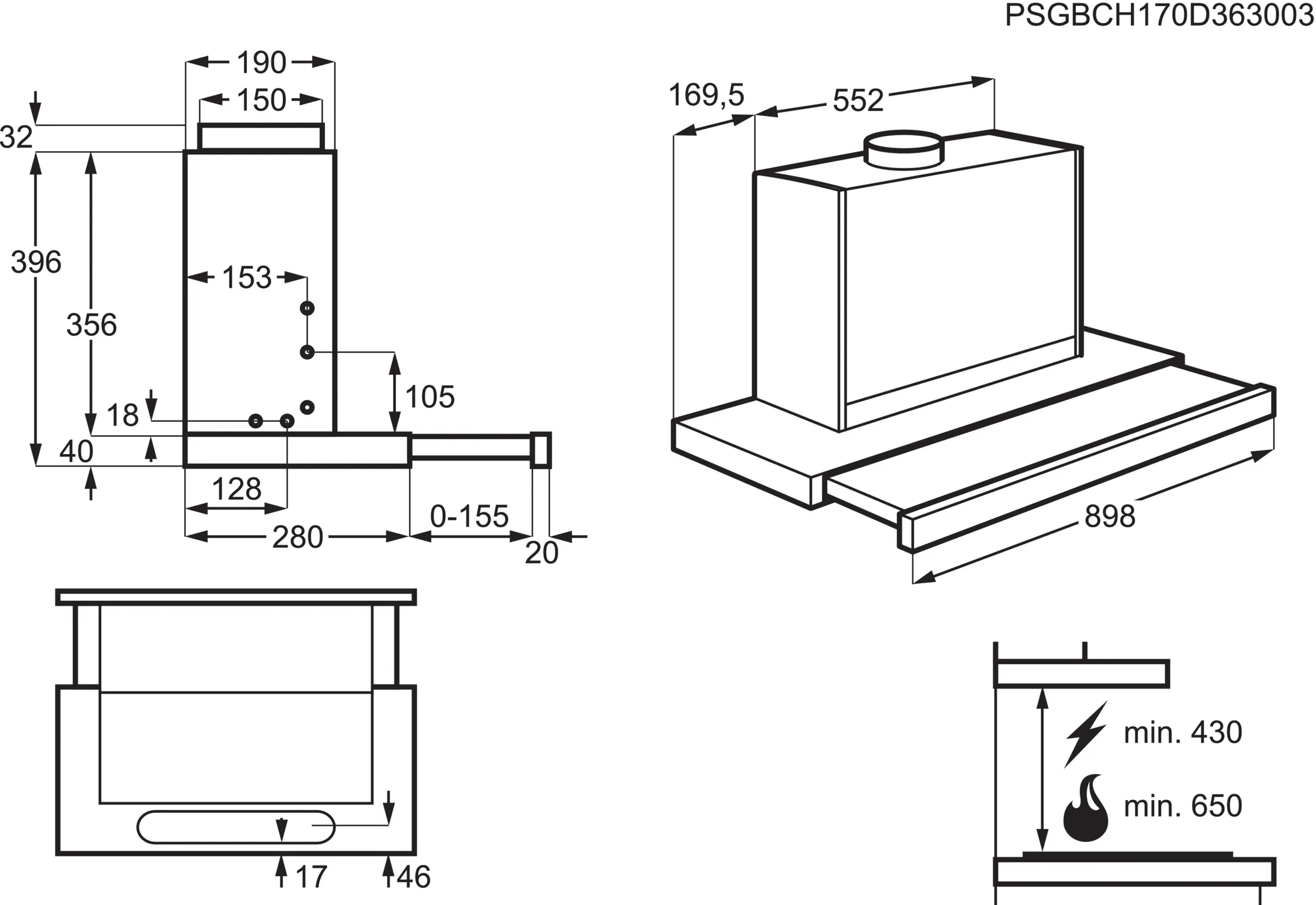 AEG Hotte téléscopique DPB 3931M image
