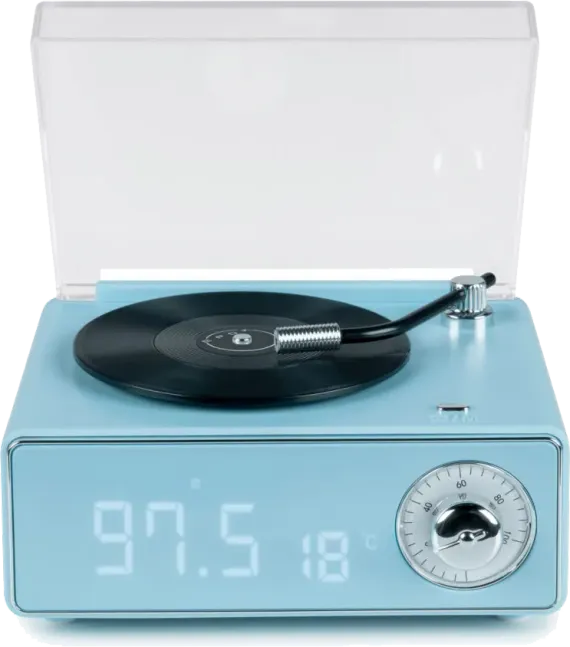 Retro wekker en luidspreker - Blauw