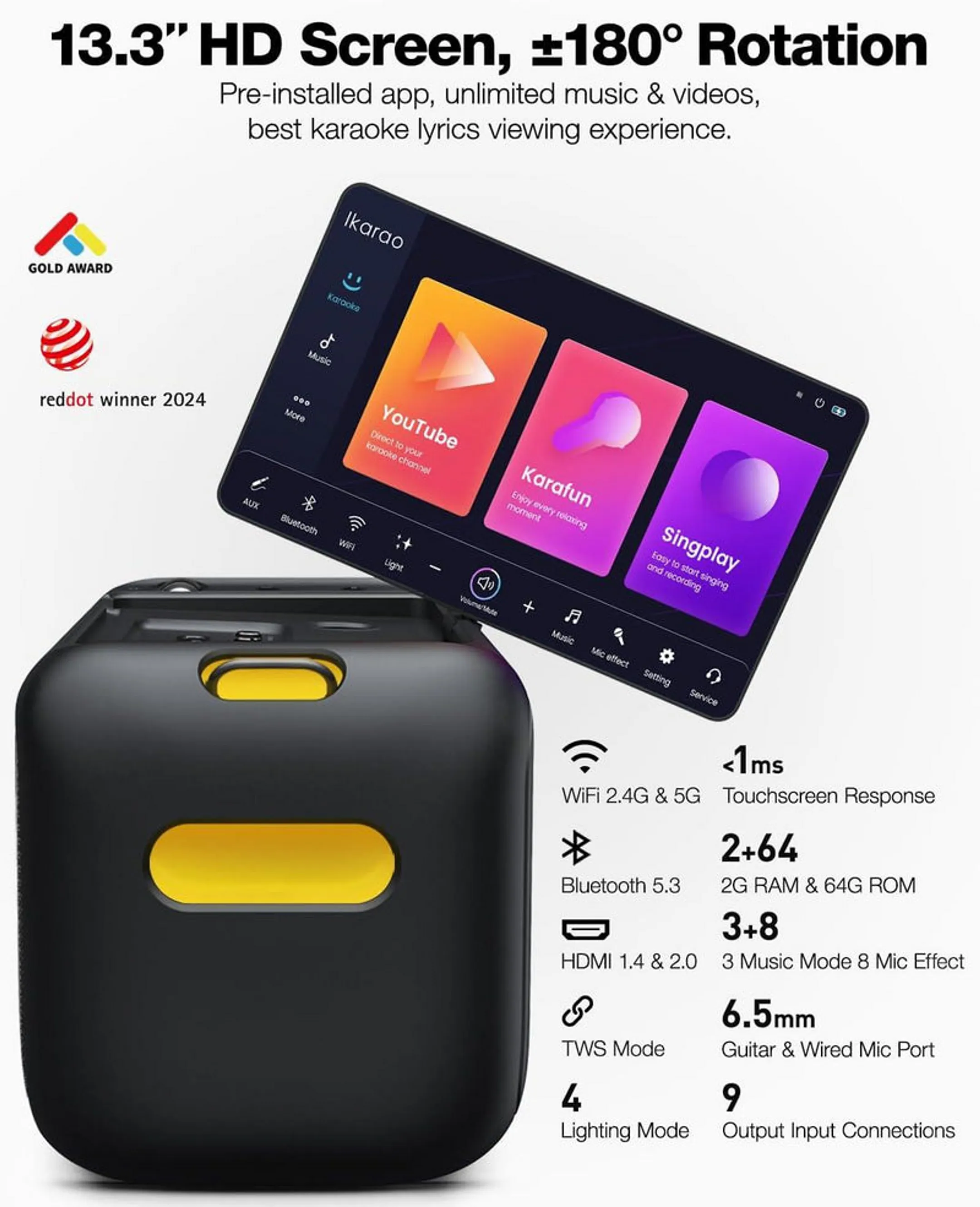 IKARAO Enceinte Karaoke Break X1 avec 2 micros image