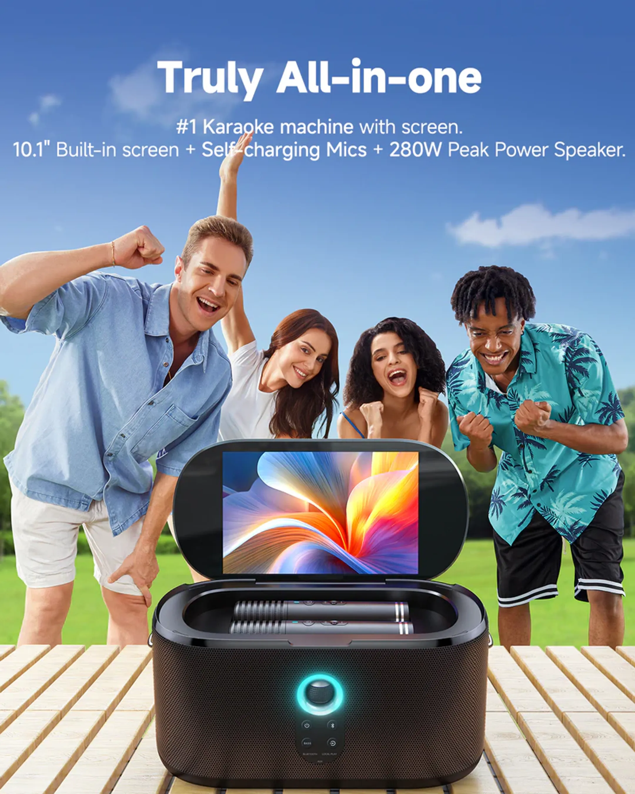 IKARAO Shell S1 karaokespeaker met 2 microfoons image