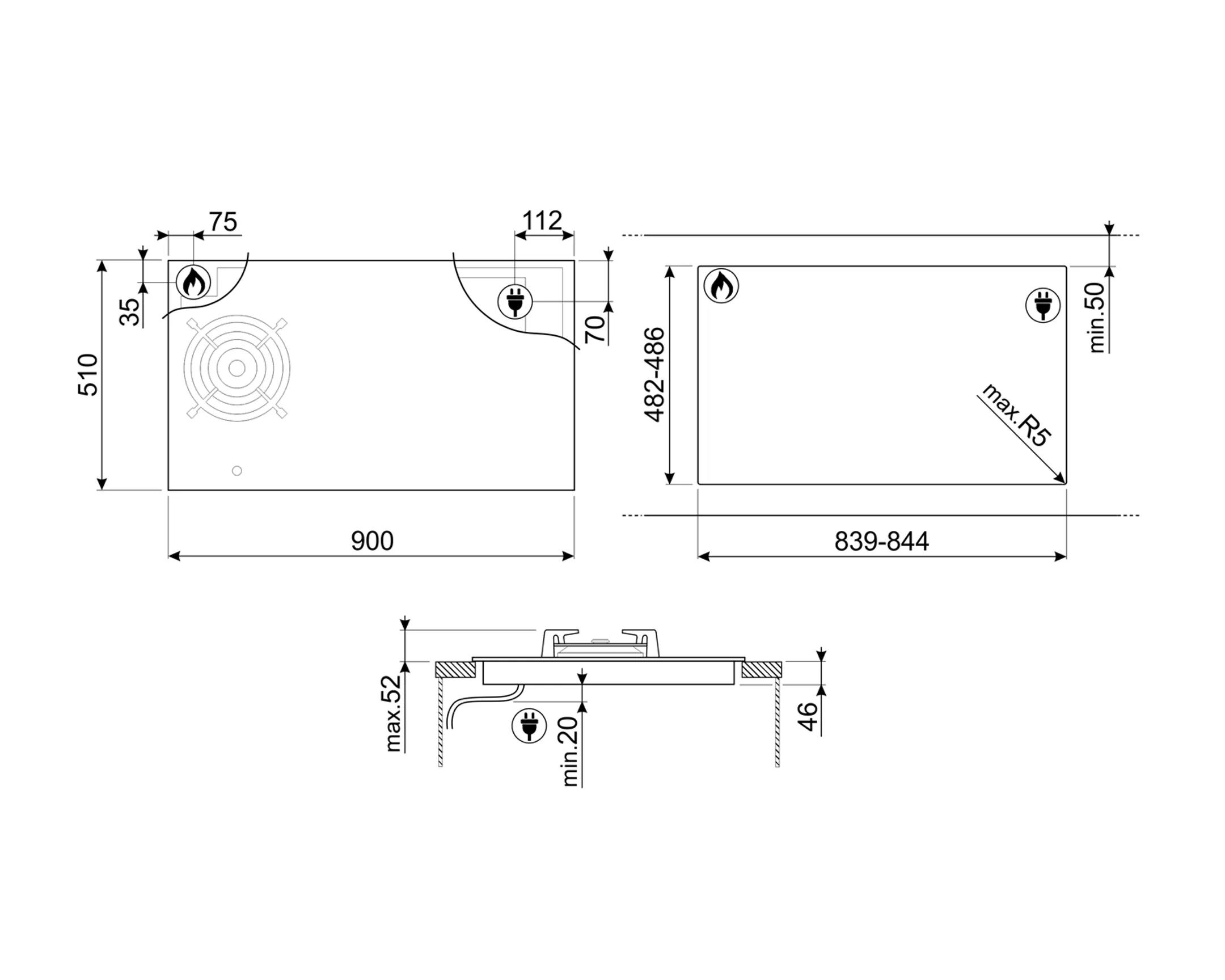 Smeg Vitrokeramisch kookplaat PM3953D image