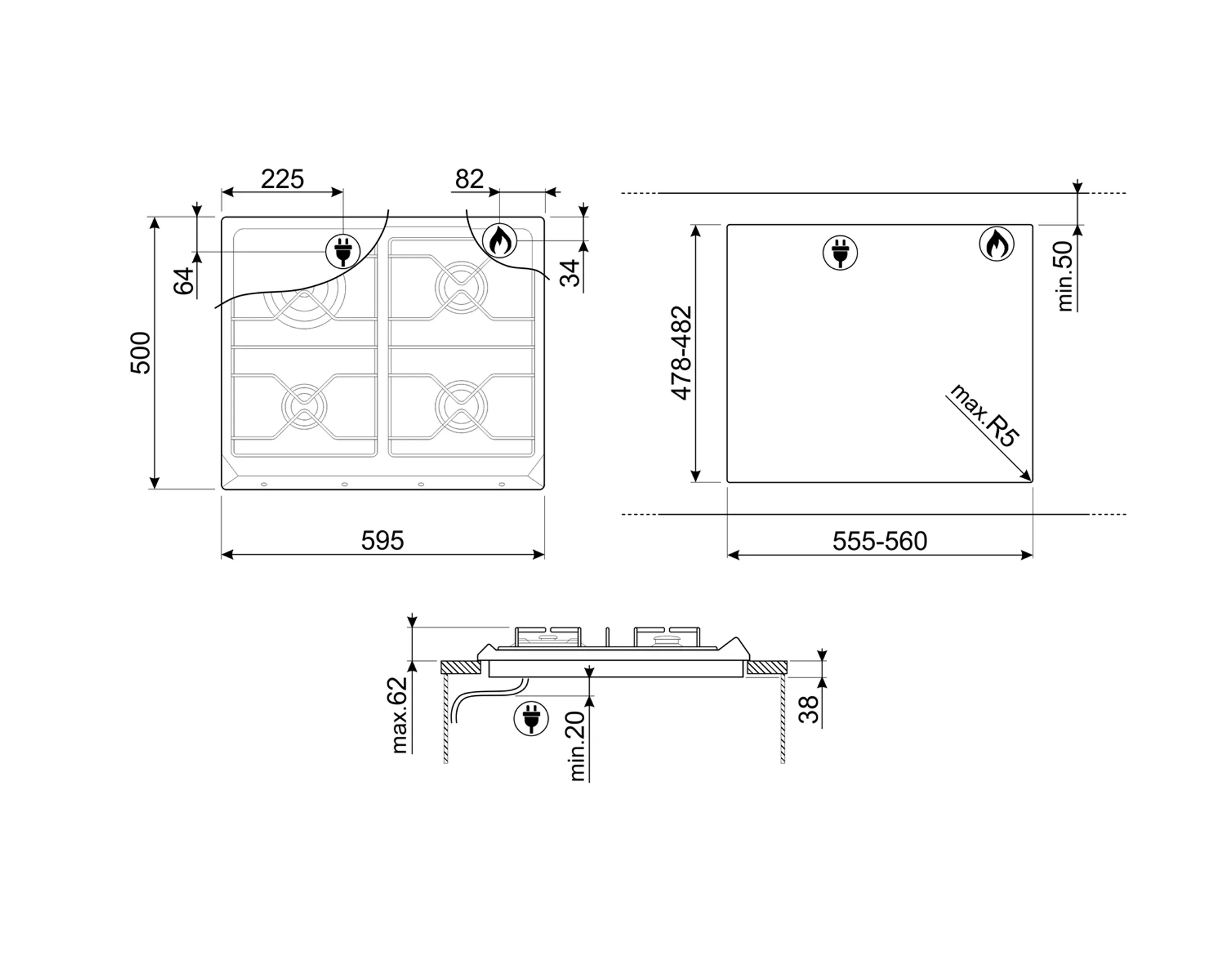 Smeg Gaskookplaat SRV864AOGH image