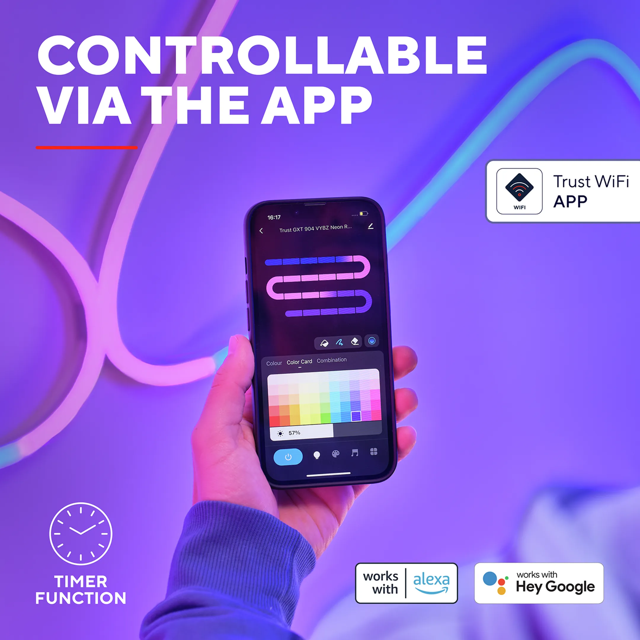 Trust GXT 904 Vybz Cordon lumineux néon LED RGBIC 5M image