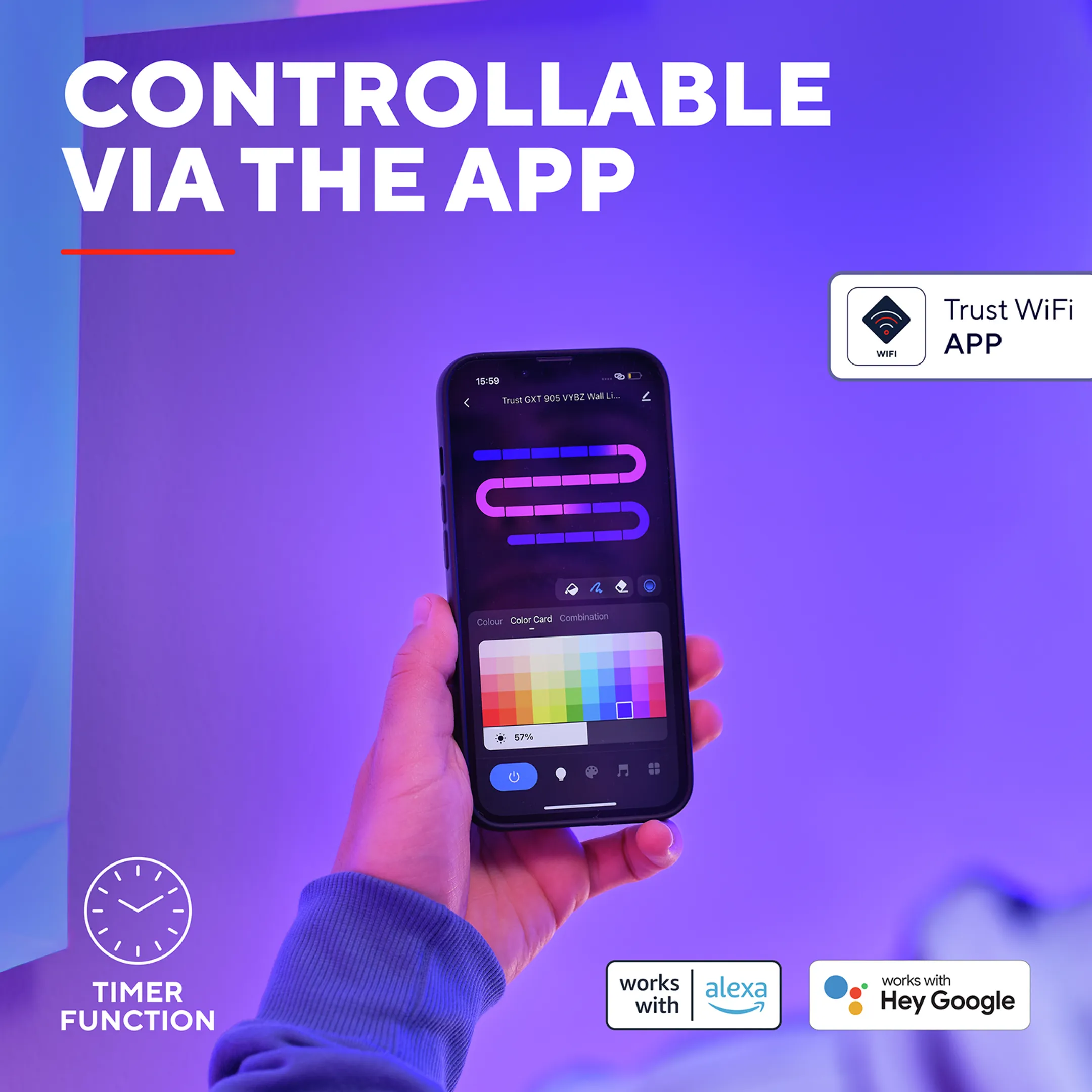 Trust GXT 905 Vybz Barres lumineuses LED murales RGBIC image