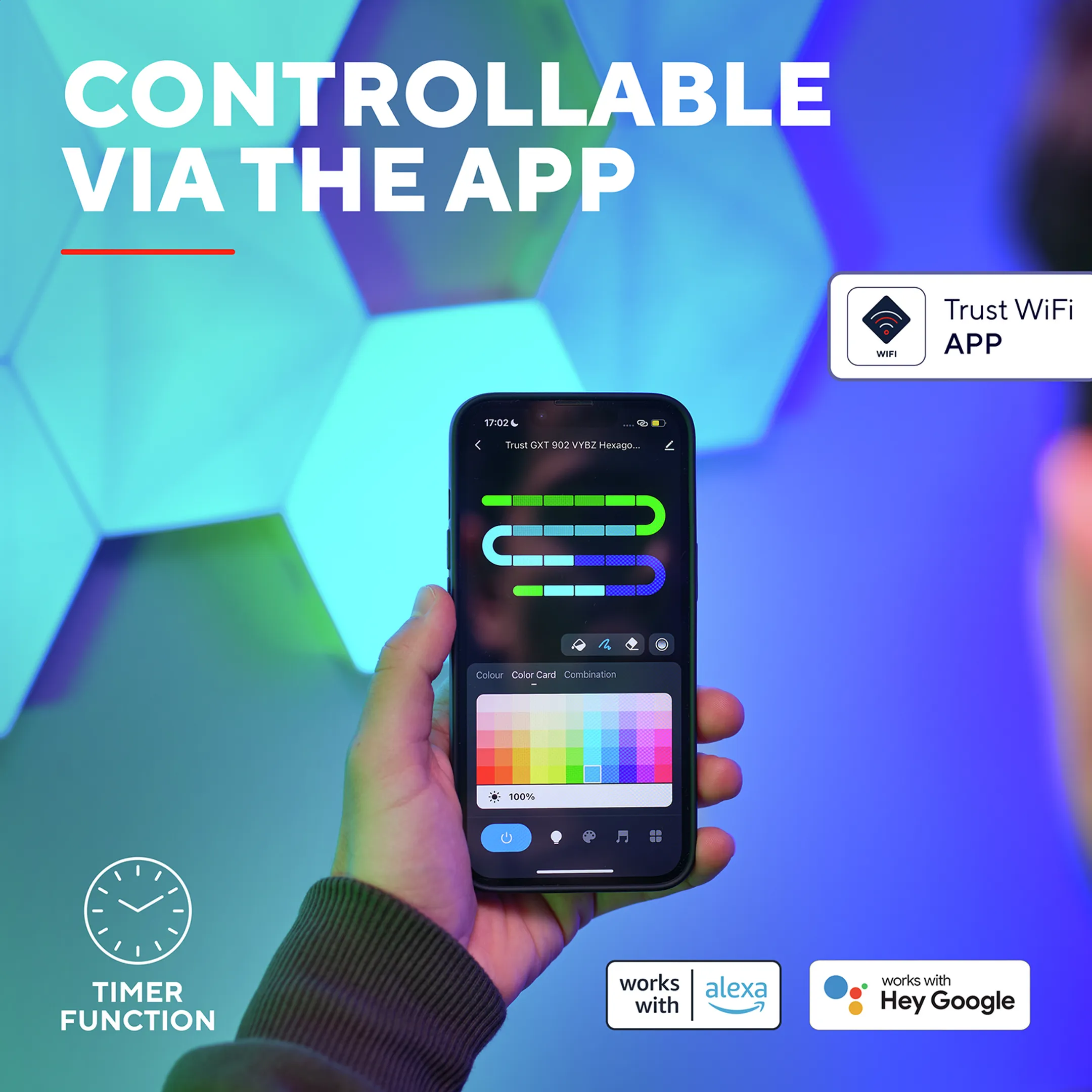 Trust GXT 902 VYBZ Panneaux lumineux hexagonaux RVB image