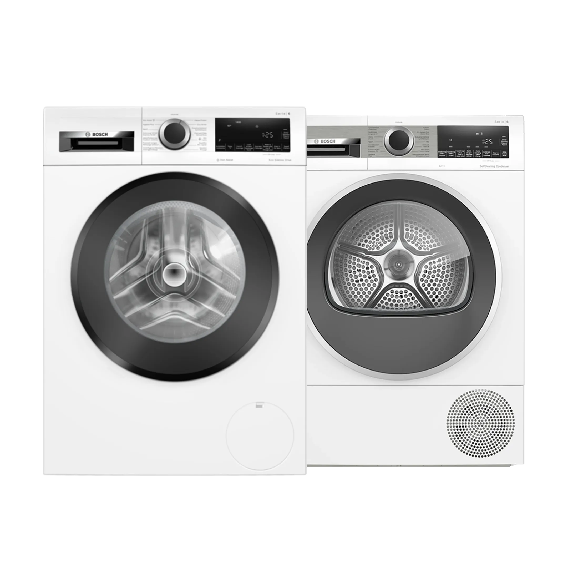 Bundle - Machine à laver WGG244ZPFG Serie 6 Iron Assist 9 kg + Sèche-linge WQG235D8FG Serie 6 SelfCleaning condenser