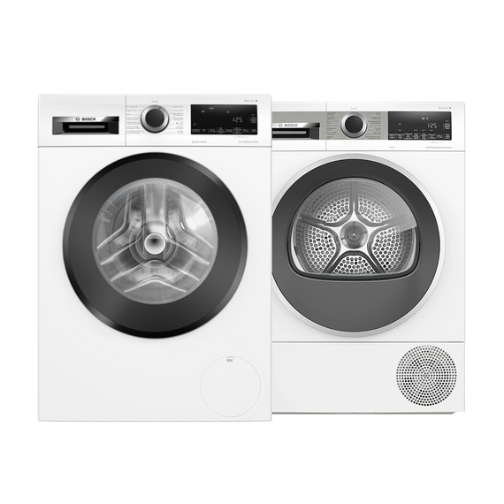Bundel - Wasmachine WGG244ZPFG Serie 6 Iron Assist 9 kg + Droogkast WQG235D8FG Serie 6 SelfCleaning condenser