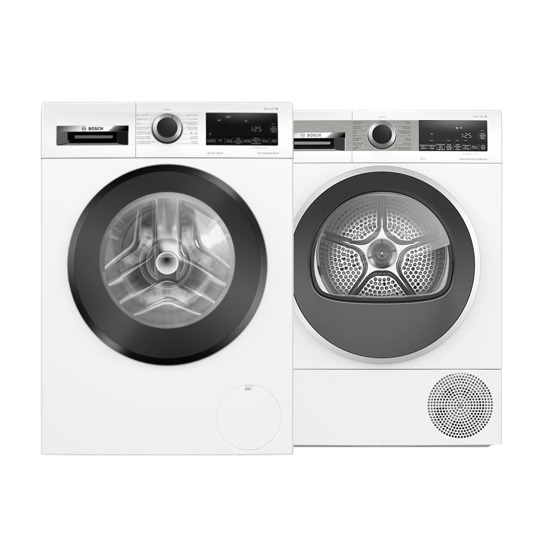 Bosch Bundel - Wasmachine WGG244ZPFG Serie 6 Iron Assist 9 kg + Droogkast WQG235D8FG Serie 6 SelfCleaning condenser