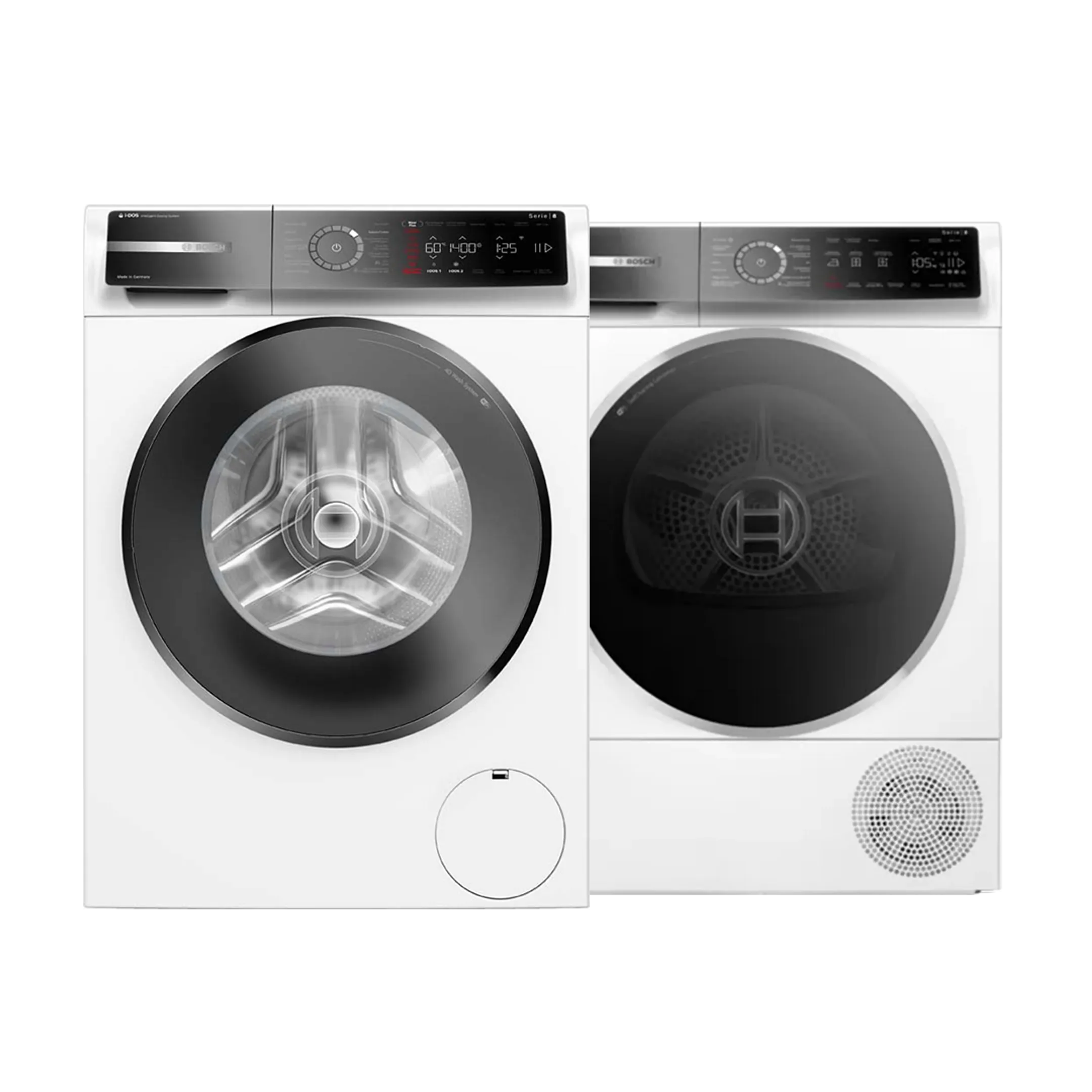 Bundle - Machine à laver WGB244AAFG Serie 8 i-DOS  9 kg + Sèche-linge WQB246C4FG Serie 8 Smart Dry 9 KG