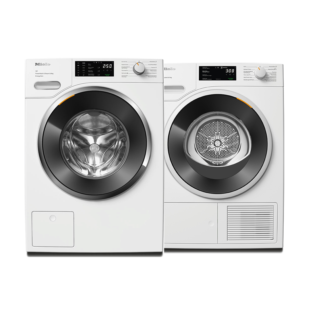 Miele Bundel - Wasmachine WWE380 WCS QuickPowerWash + Droogkast TWD 640 WP EcoSpeed
