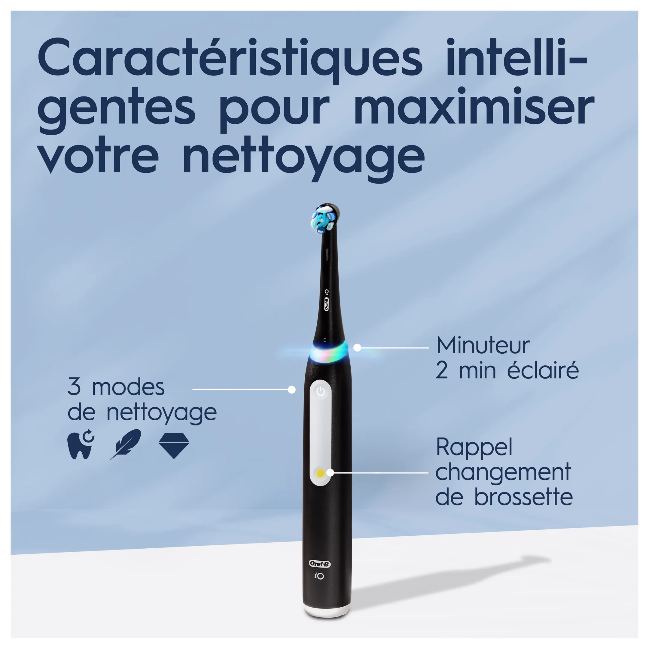 Oral-B Brosse à dents électrique iO3 Duo Matt Noir/Ice Bleu + Étui de voyage image