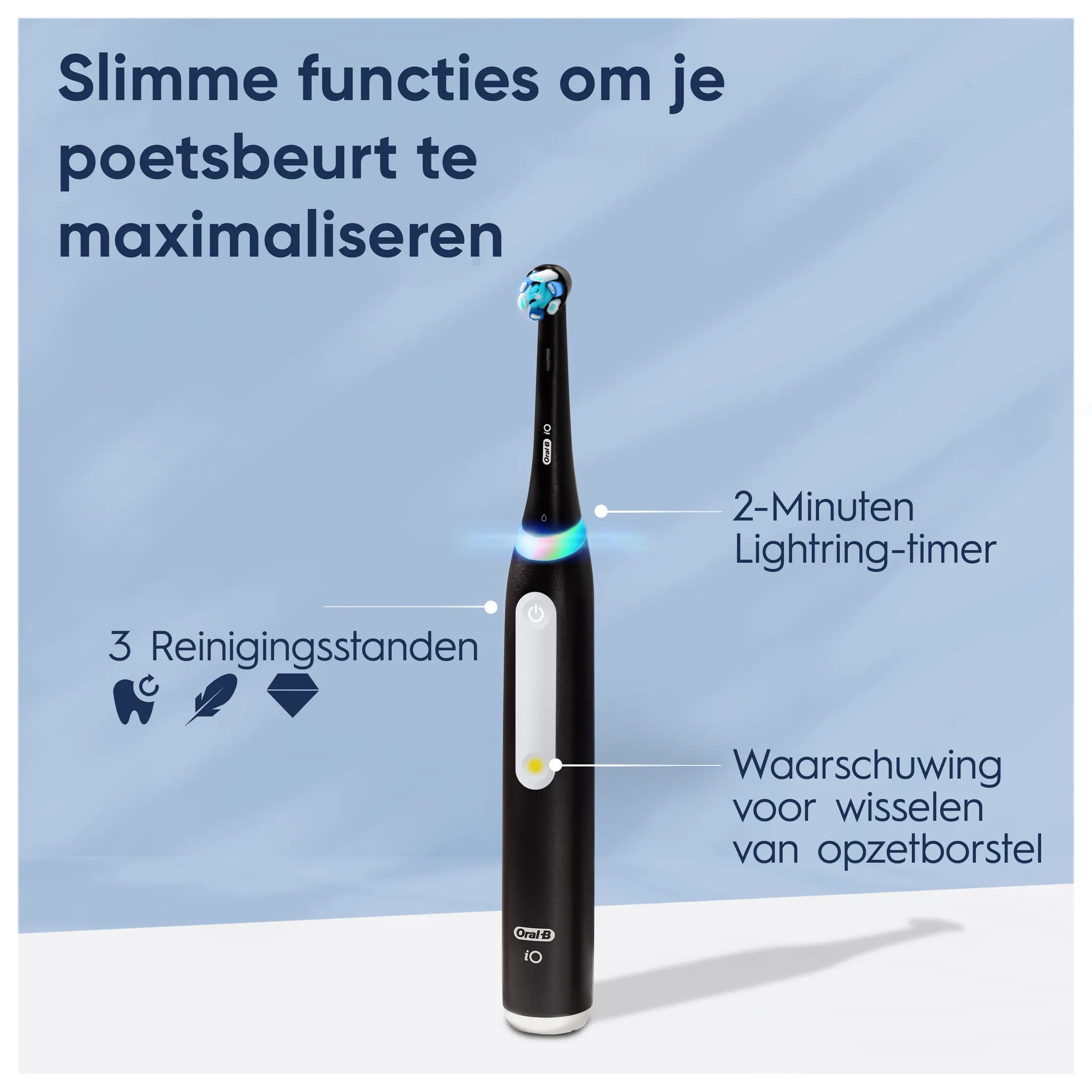 Oral-B Elektrische tandenborstel iO3 Duo Matt Zwart/Ice Blauw + Reisetui image