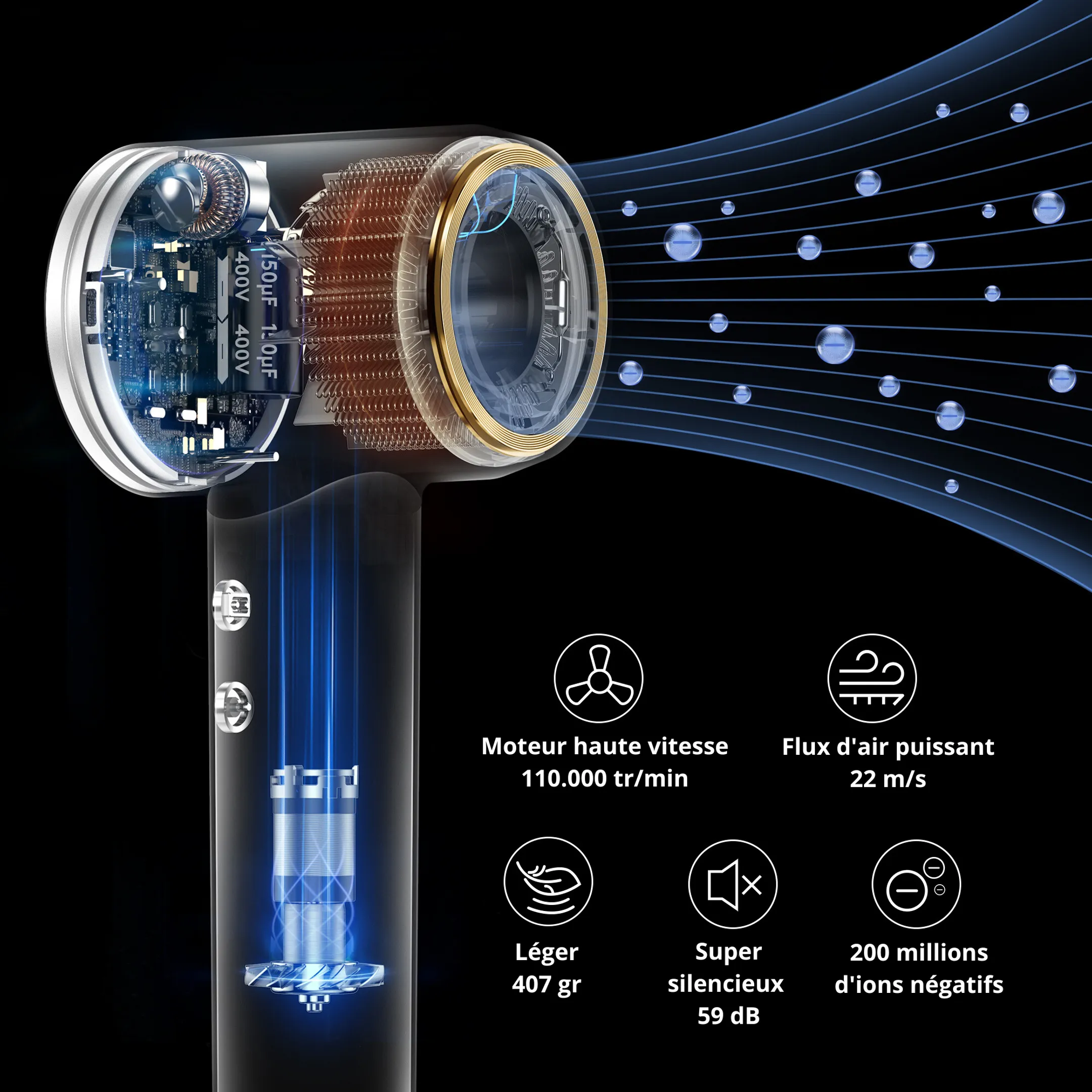 LAIFEN Sèche-cheveux Swift Premium Golden Blue image