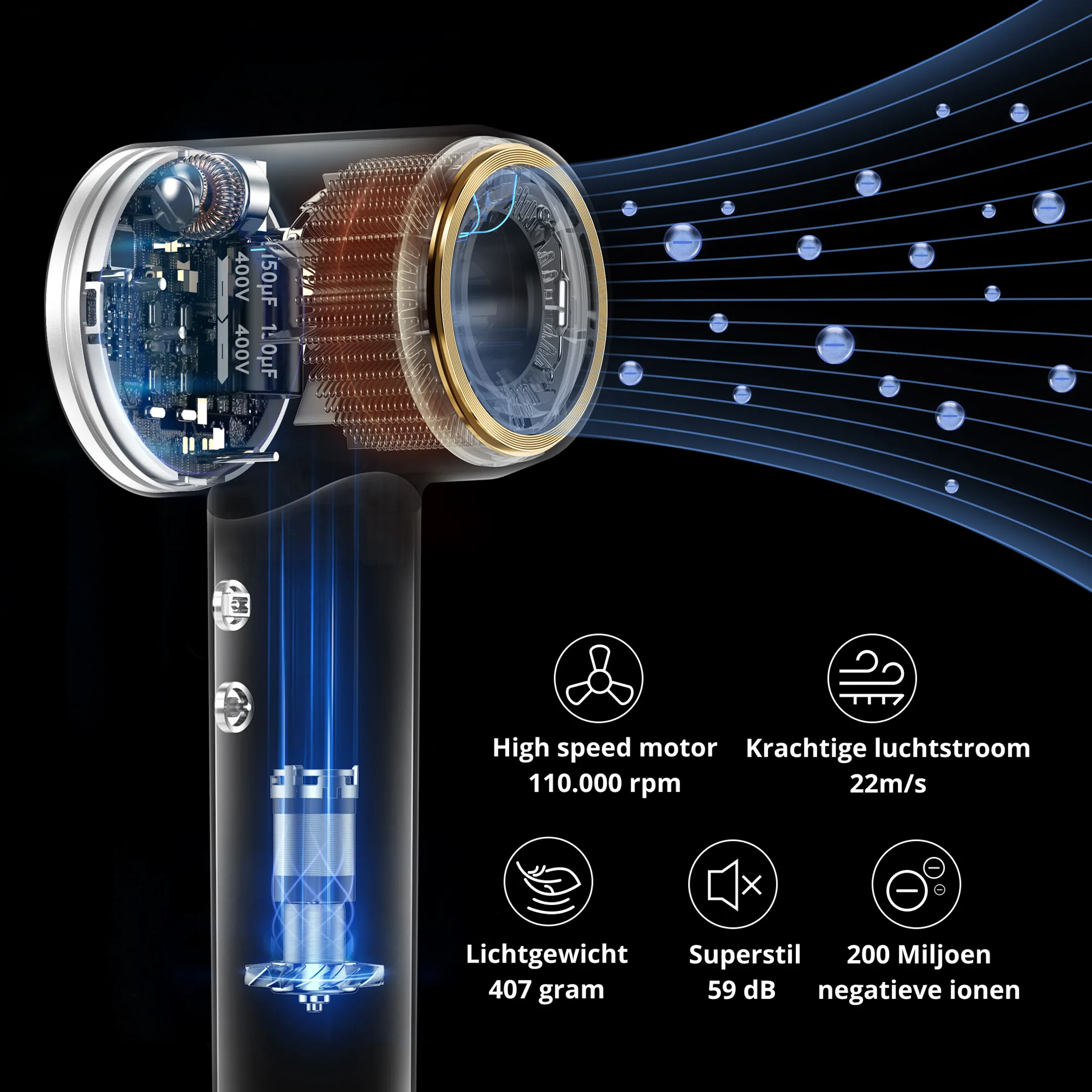 LAIFEN Haardroger Swift Premium Golden Blue image