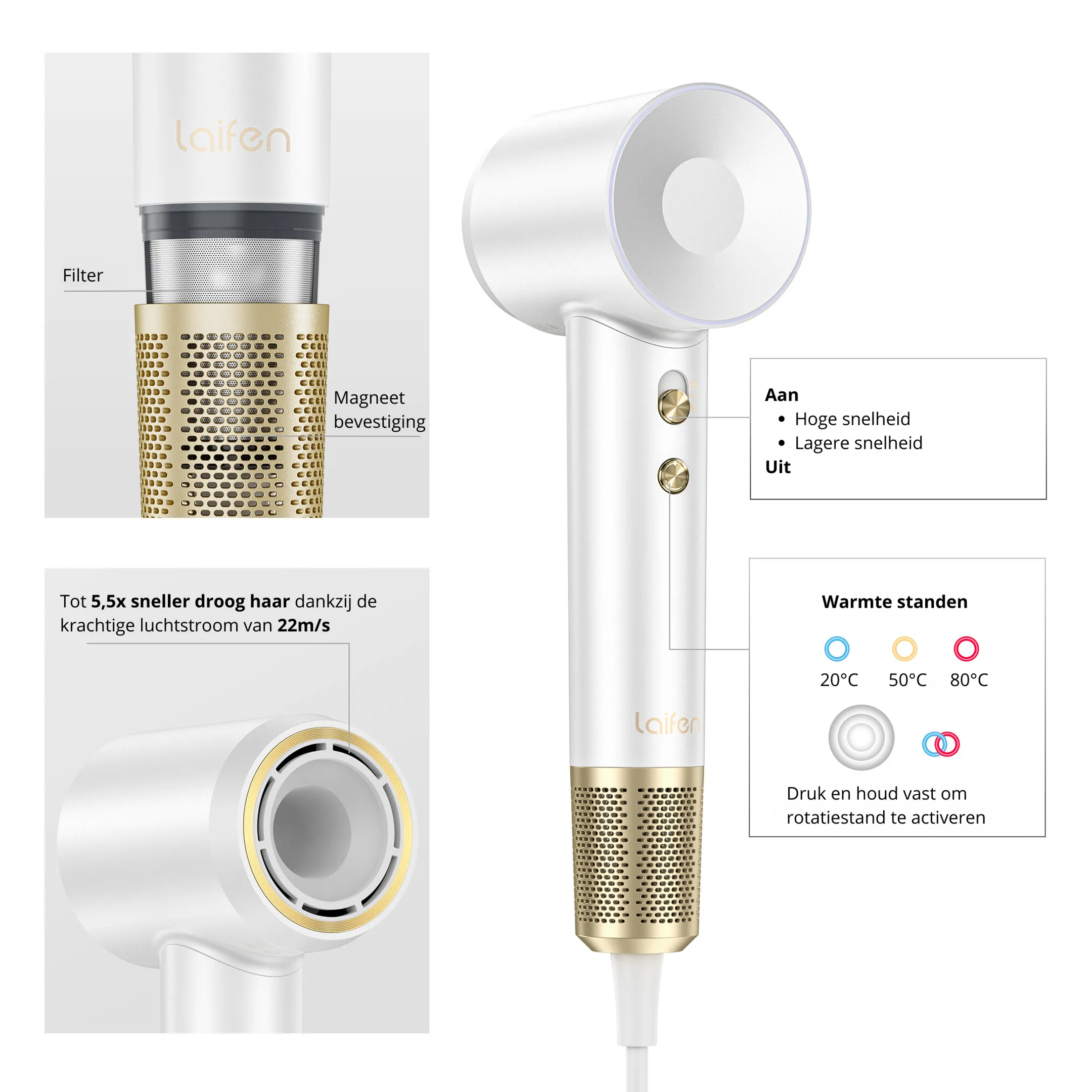 LAIFEN Haardroger Swift Premium Golden White image