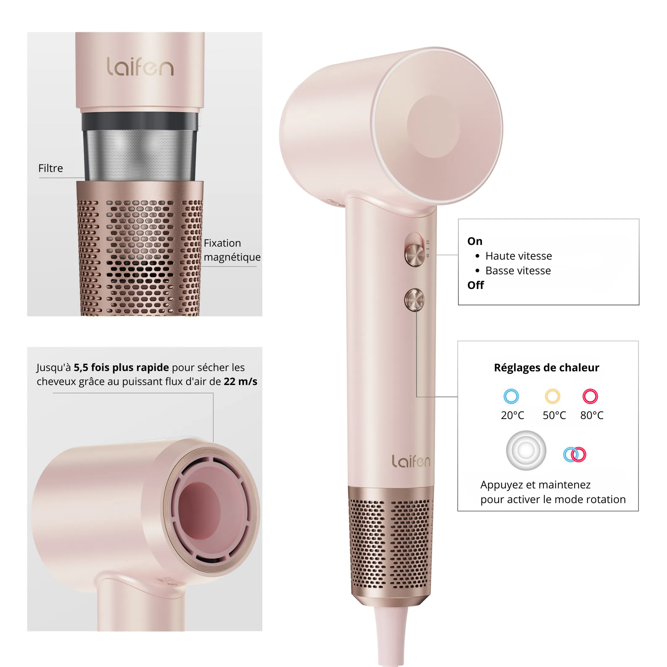 LAIFEN Sèche-cheveux Swift Premium Golden Pink image