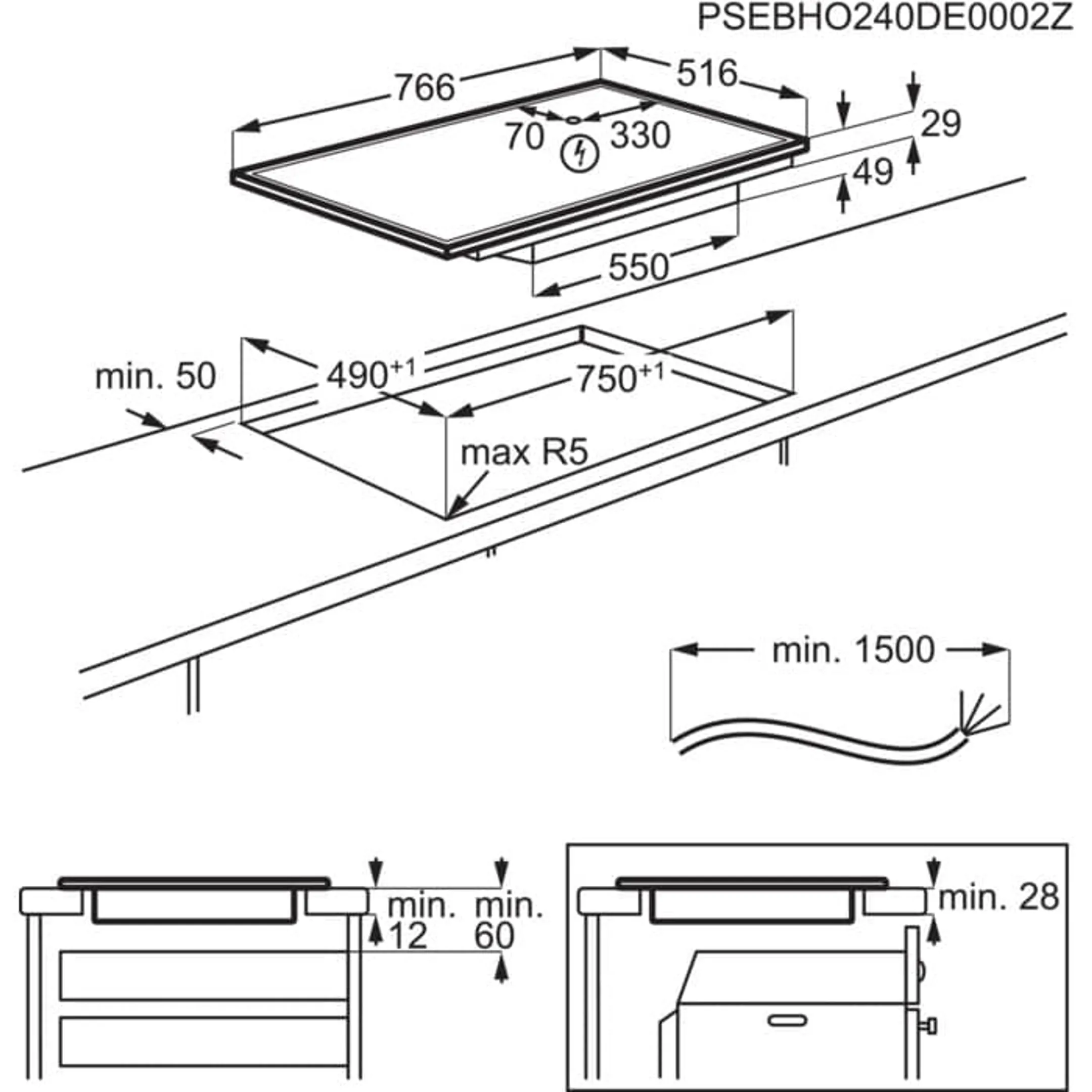 AEG Inductiekookplaat TO84IB0FXB 6000 Bridge image