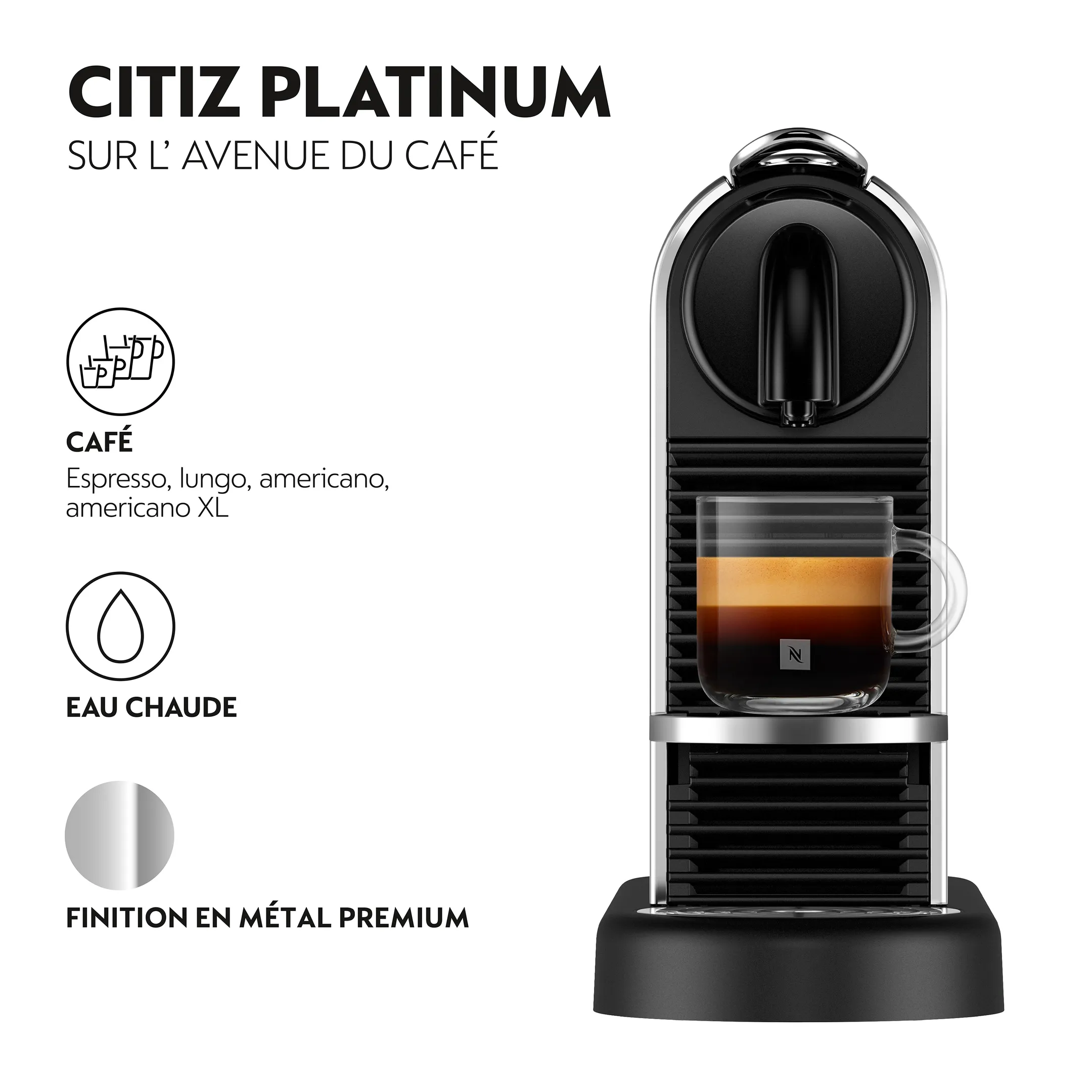 De'Longhi Nespresso Machine à café Citiz Platinum Stainless Steel image