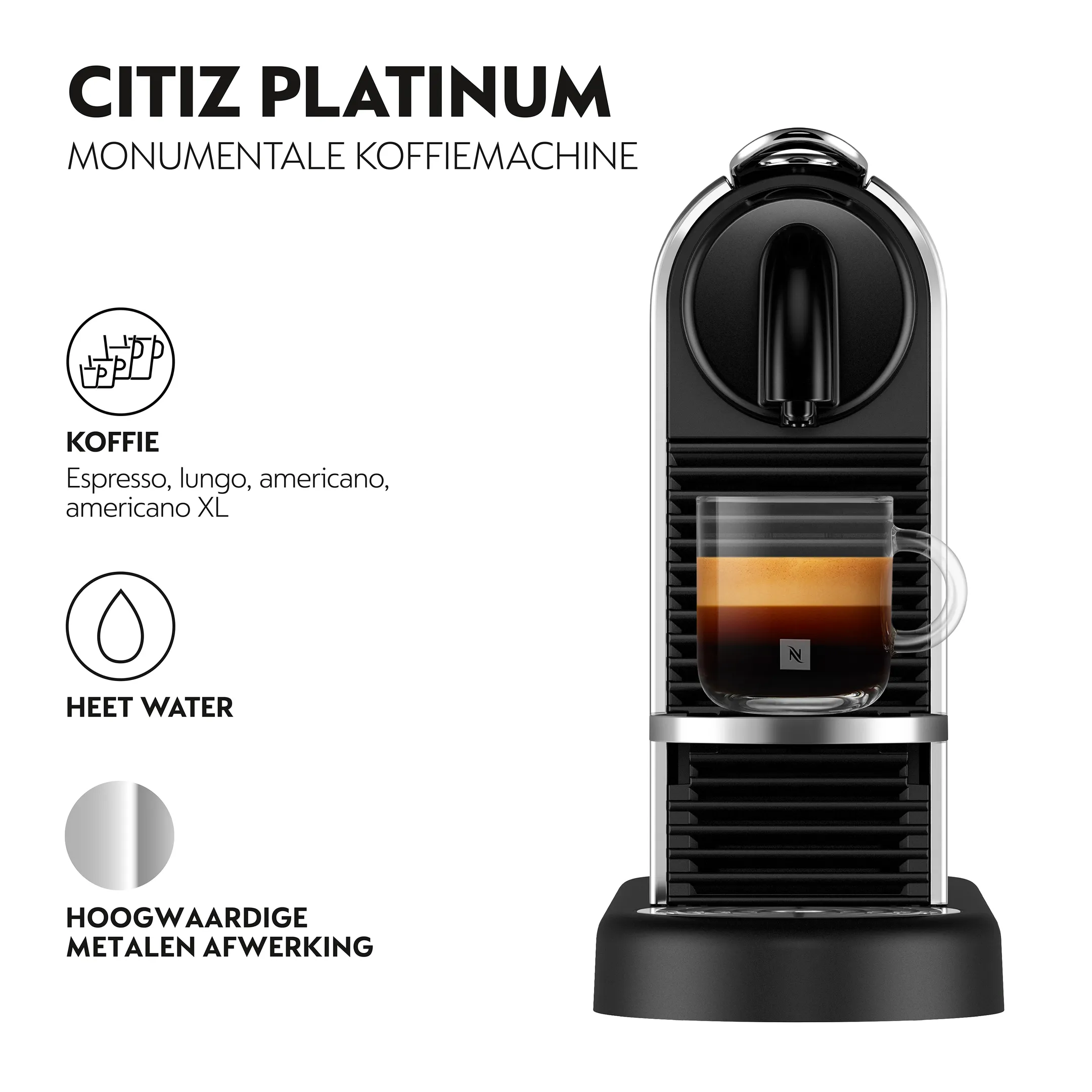 De'Longhi Nespresso Koffiemachine Citiz Platinum Stainless Steel image