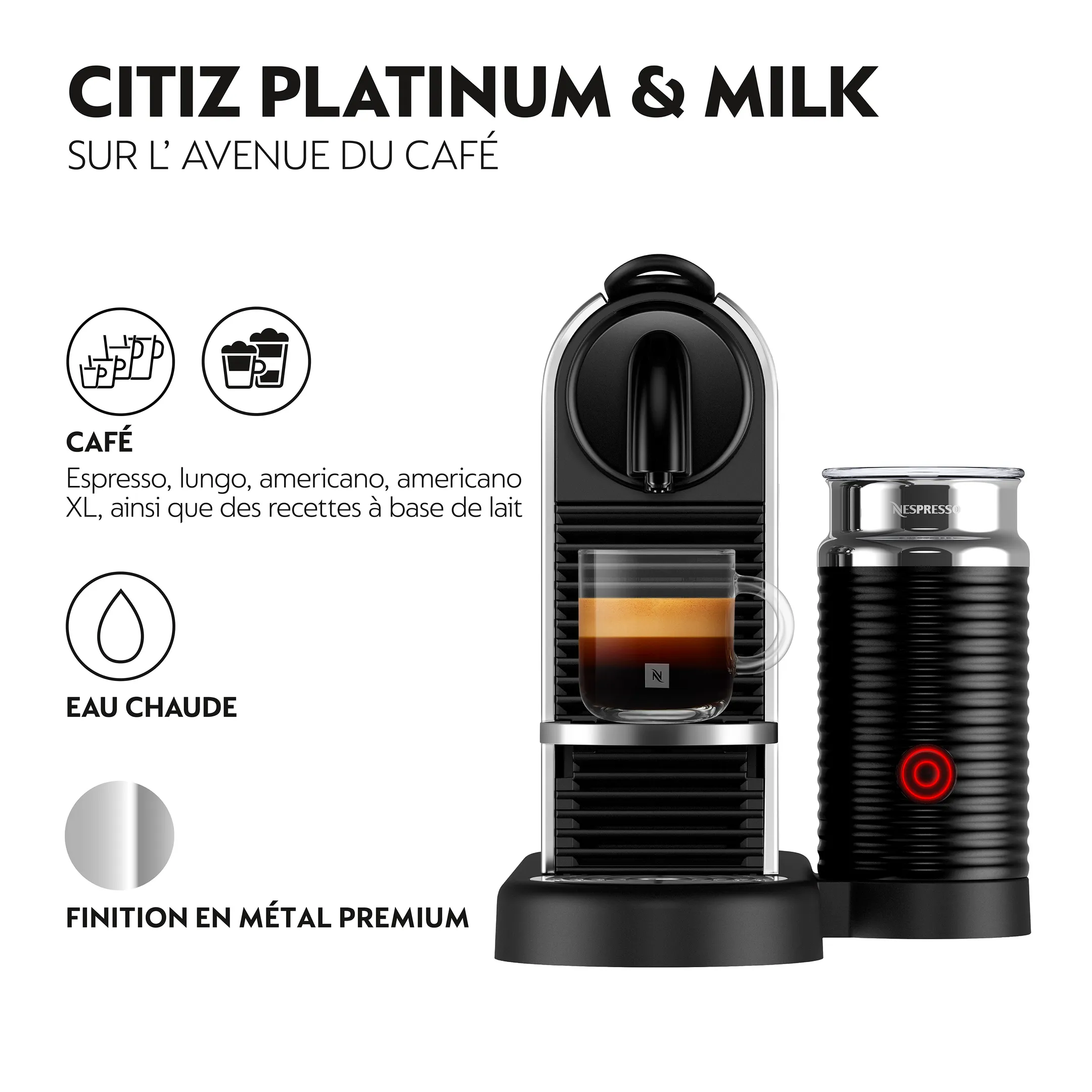 De'Longhi Nespresso Machine à café Citiz & Milk Platinum Stainless Steel image