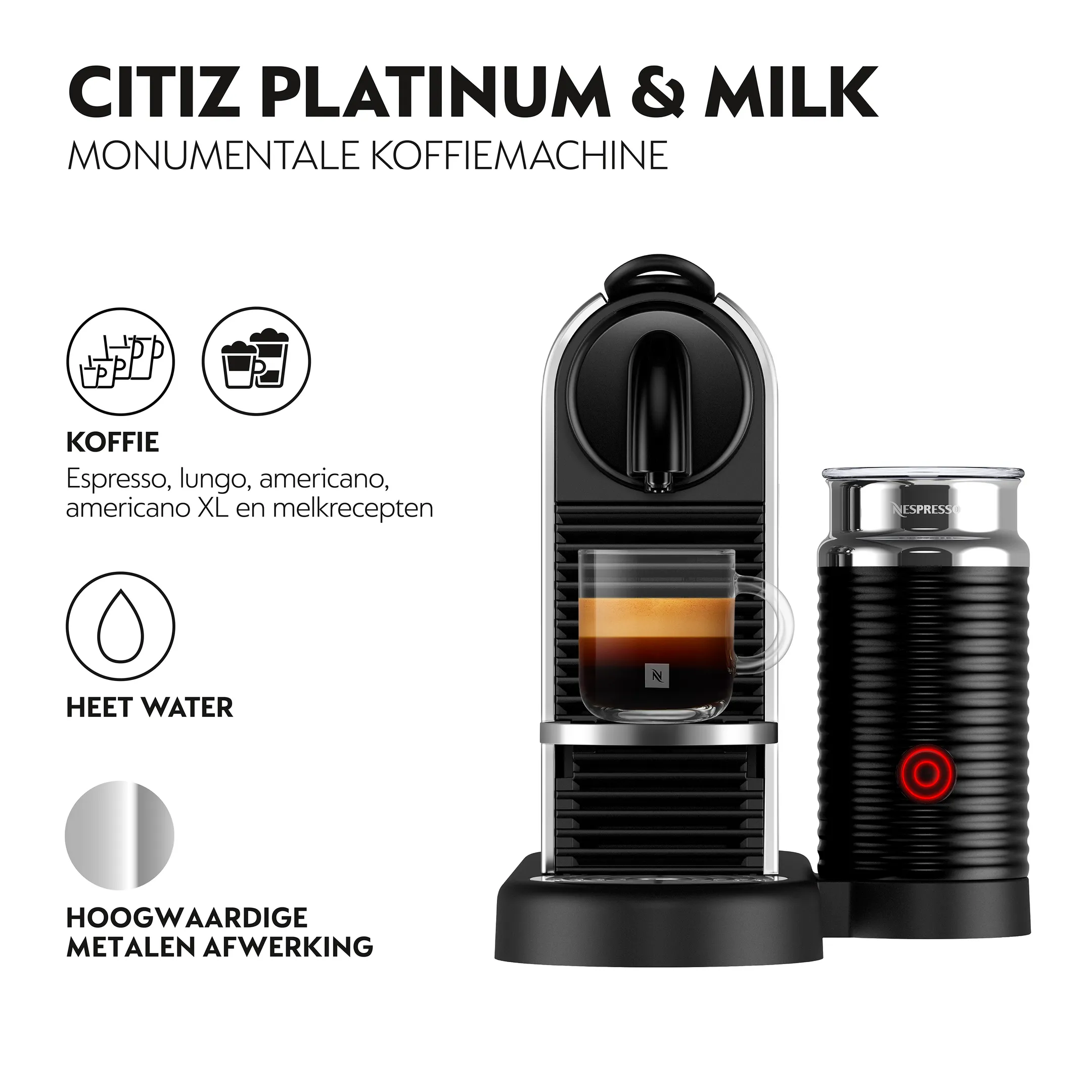 De'Longhi Nespresso Koffiemachine Citiz & Milk Platinum Stainless Steel image
