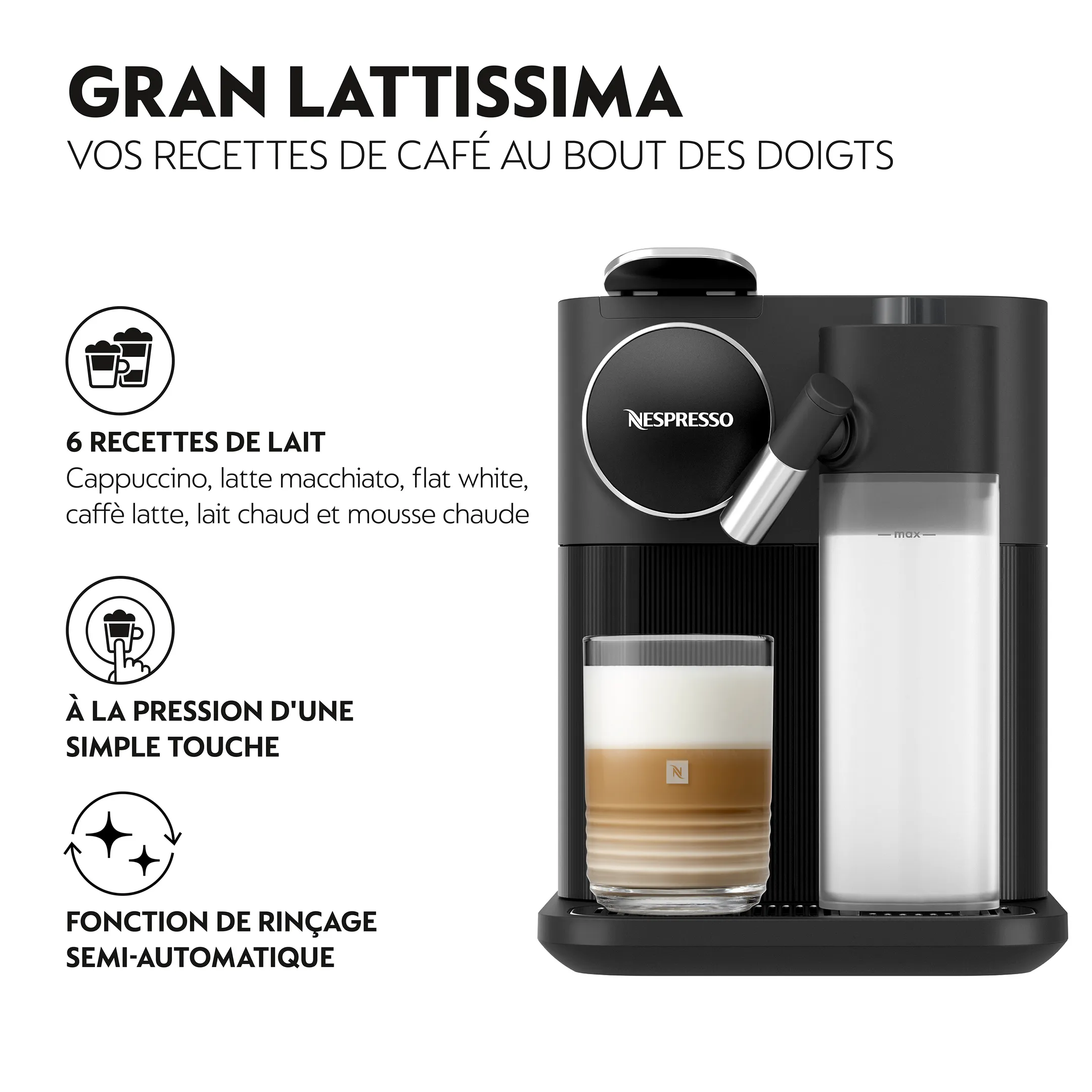 De'Longhi Nespresso Machine à café Gran Lattissima Black image