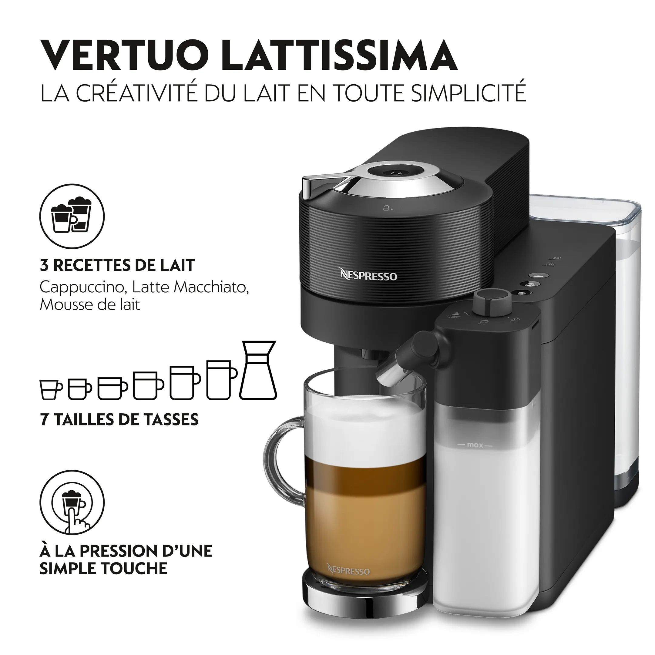 De'Longhi Nespresso Machine à café Vertuo Lattissima Black image