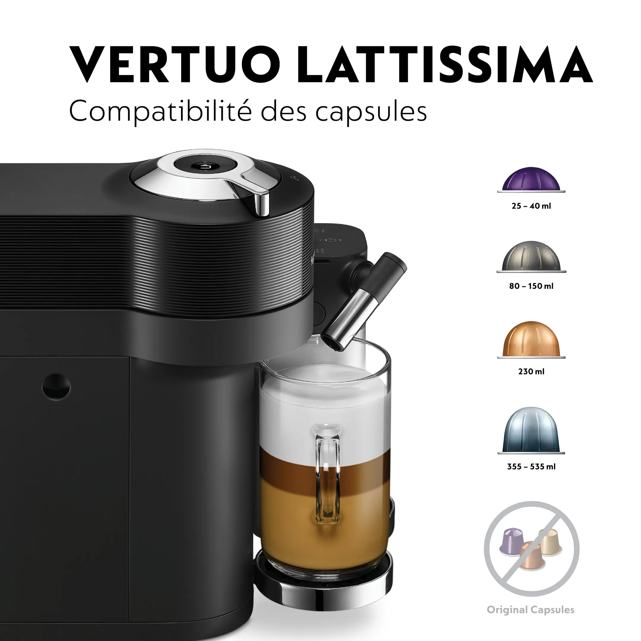 De'Longhi Nespresso Machine à café Vertuo Lattissima Black image