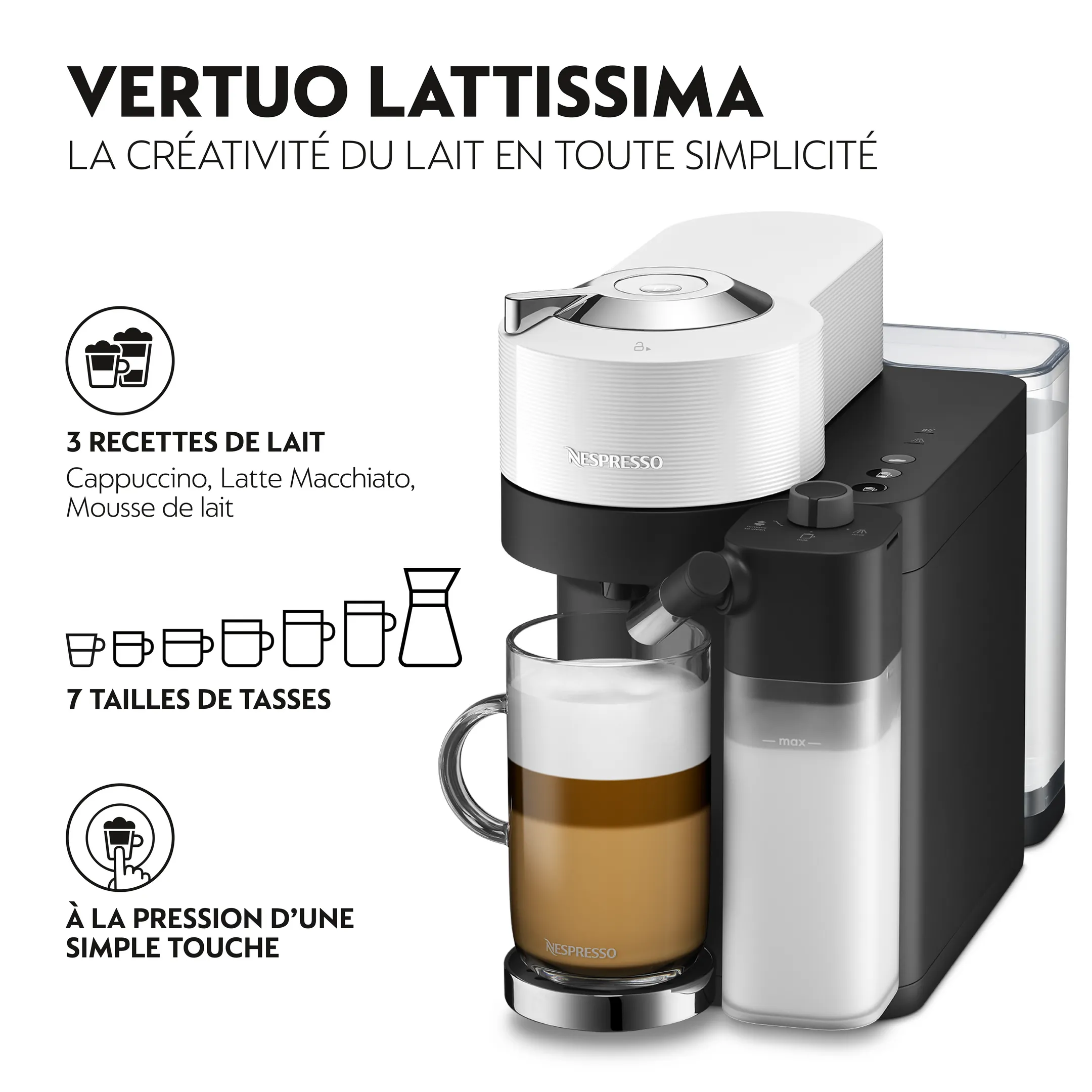 De'Longhi Nespresso Machine à café Vertuo Lattissima White image