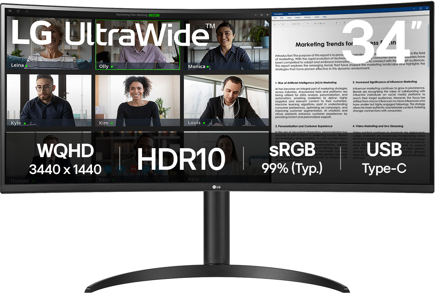 LG UltraWide 34WR55QK-B.AEU Curved - 34" UWQHD